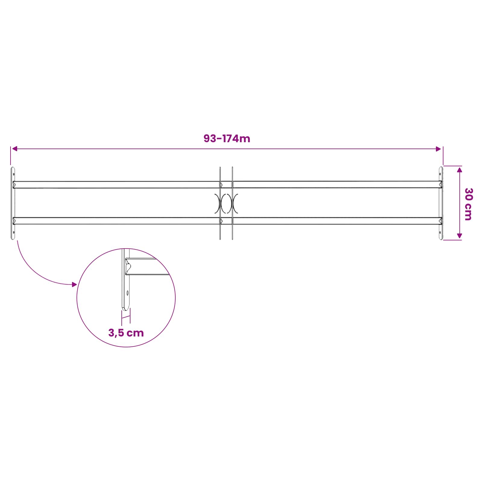 Fenstersicherheitsgitter 176 x 30 cm Galvanisiertes Stahl