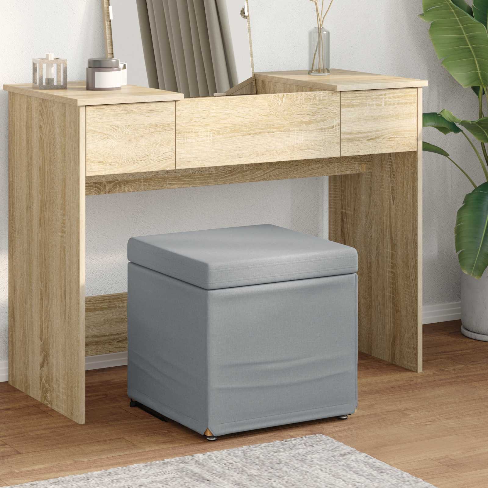 Hocker Hellgrau 41 x 41 x 40 cm Stoff und Pressholz