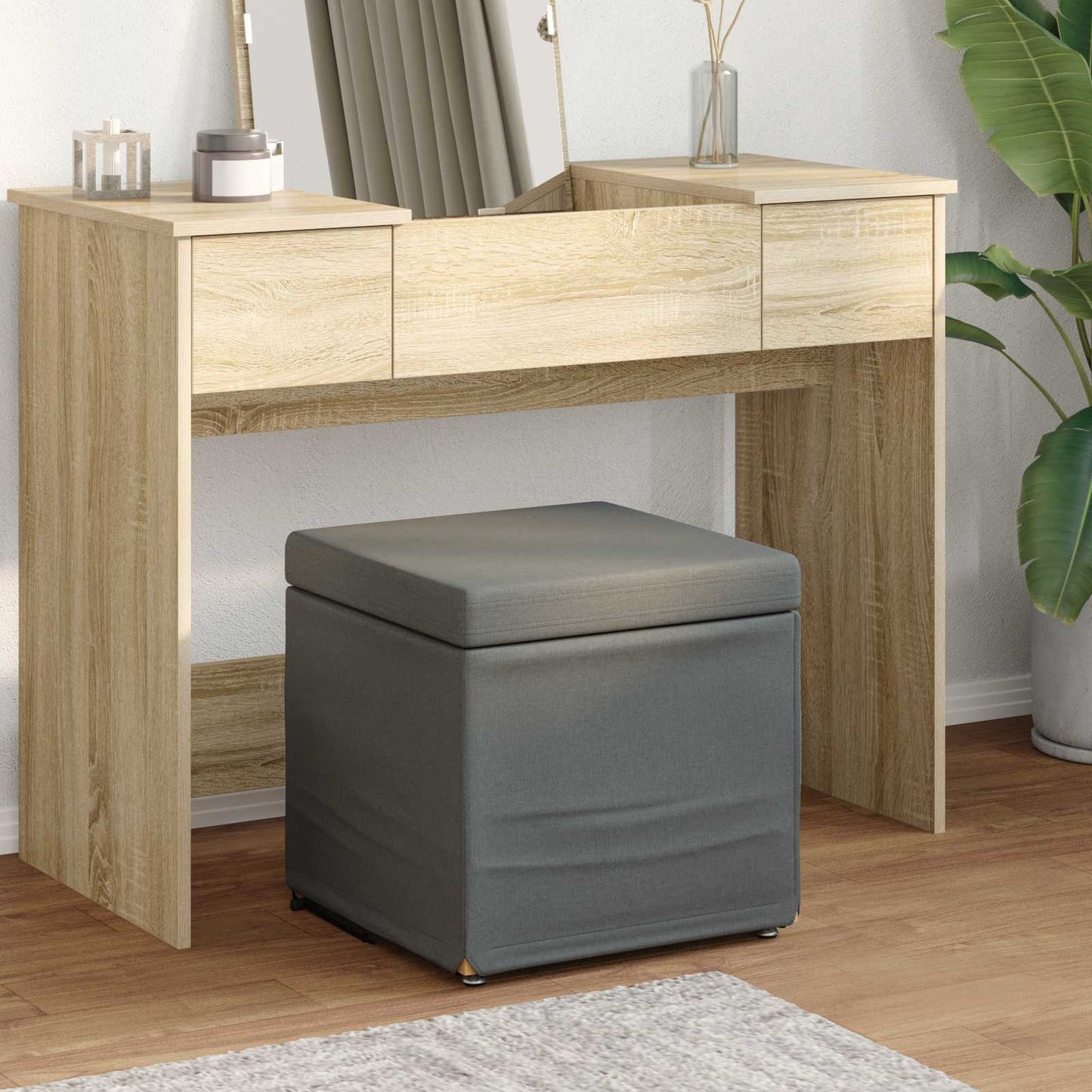 Hocker Dunkelgrau 41 x 41 x 40 cm Stoff und Pressholz