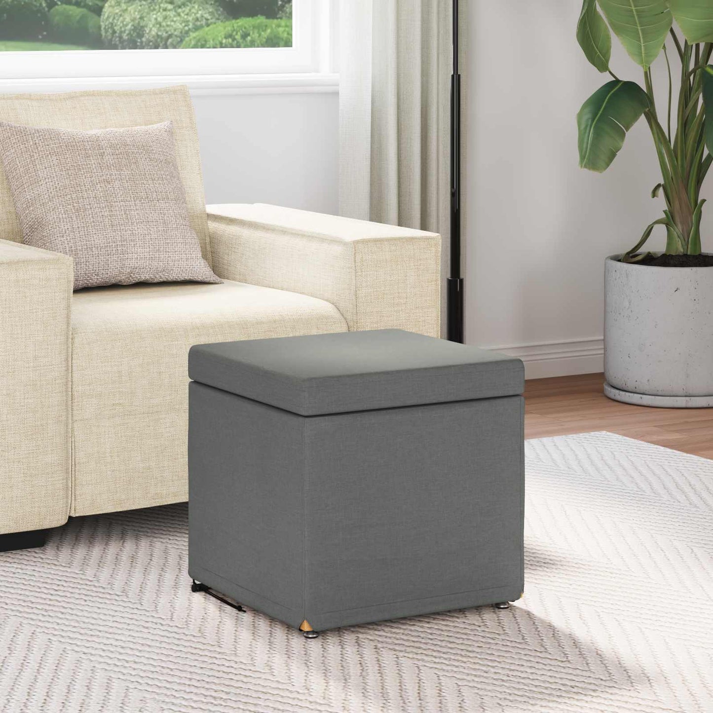 Hocker Dunkelgrau 41 x 41 x 40 cm Stoff und Pressholz