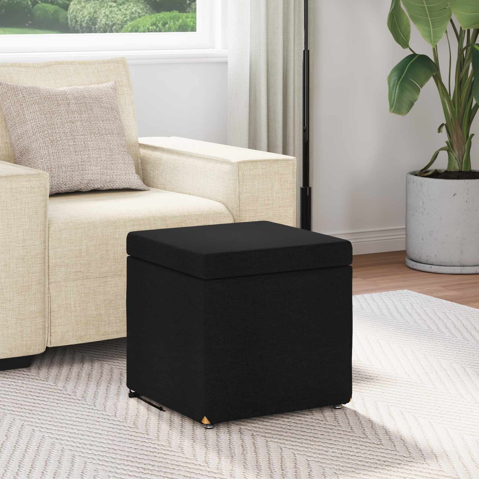 Hocker Schwarz 41 x 41 x 40 cm Stoff und Pressholz