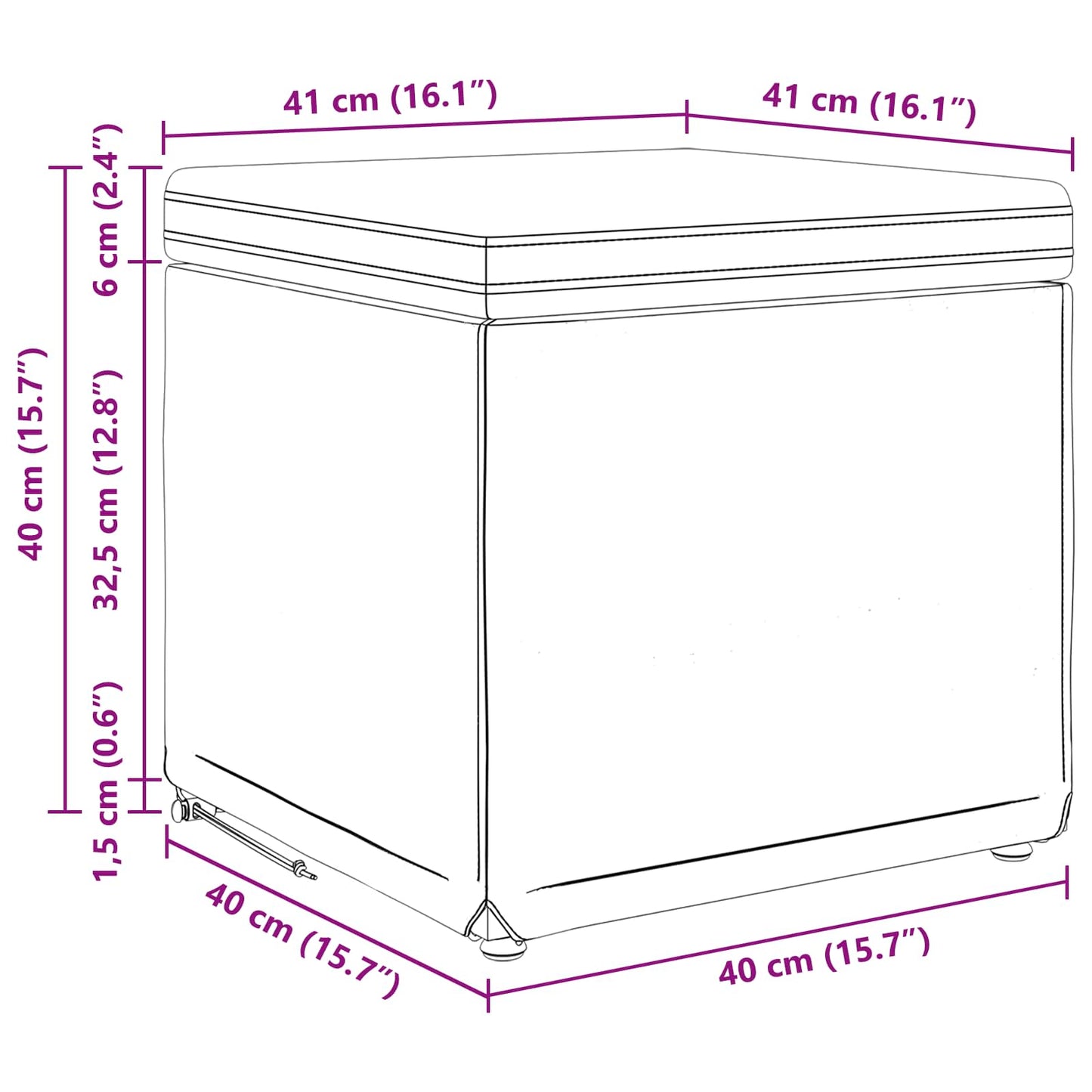 Hocker Hellgrau 41 x 41 x 40 cm Samt und Engineering Holz