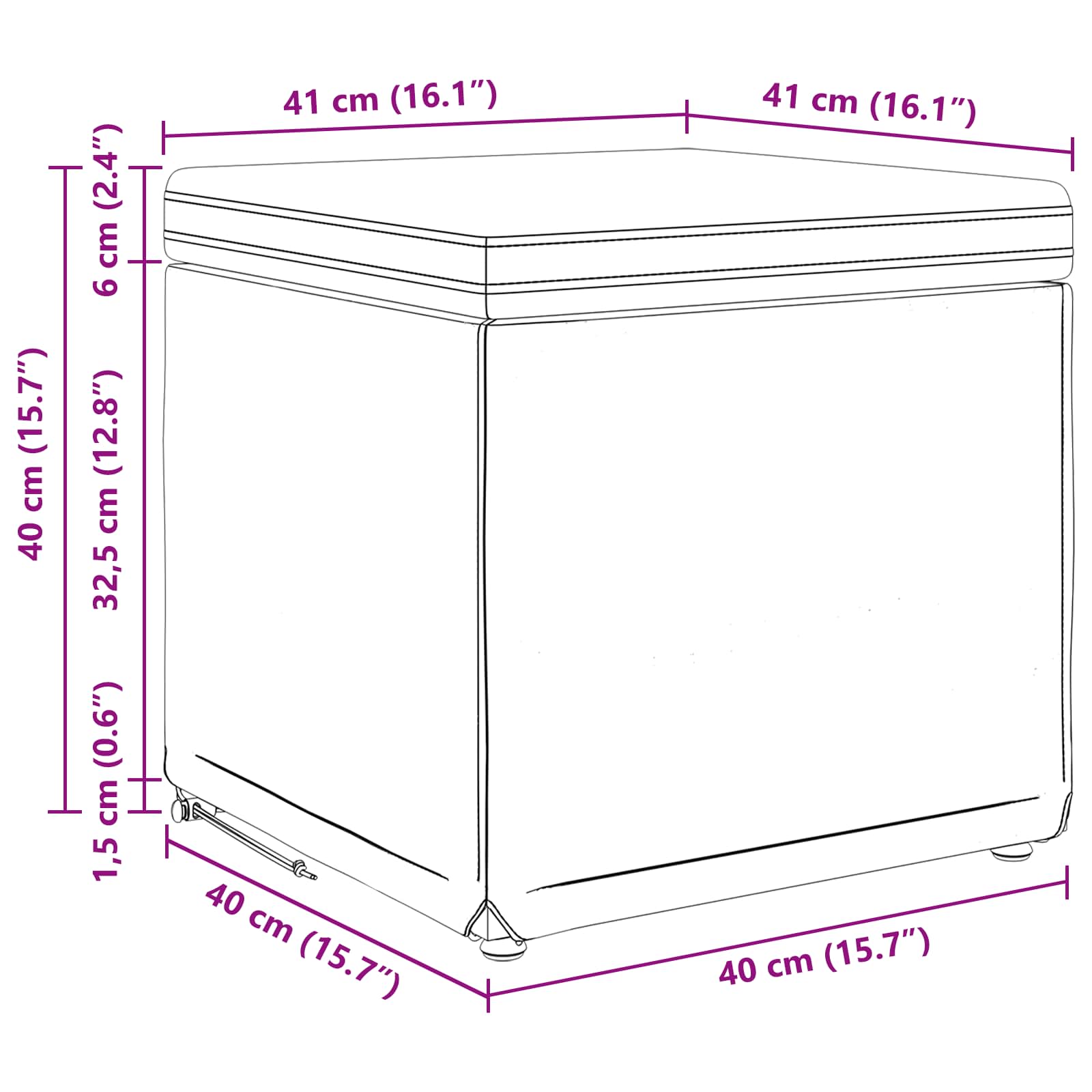 Hocker Hellgrau 41 x 41 x 40 cm Samt und Engineering Holz
