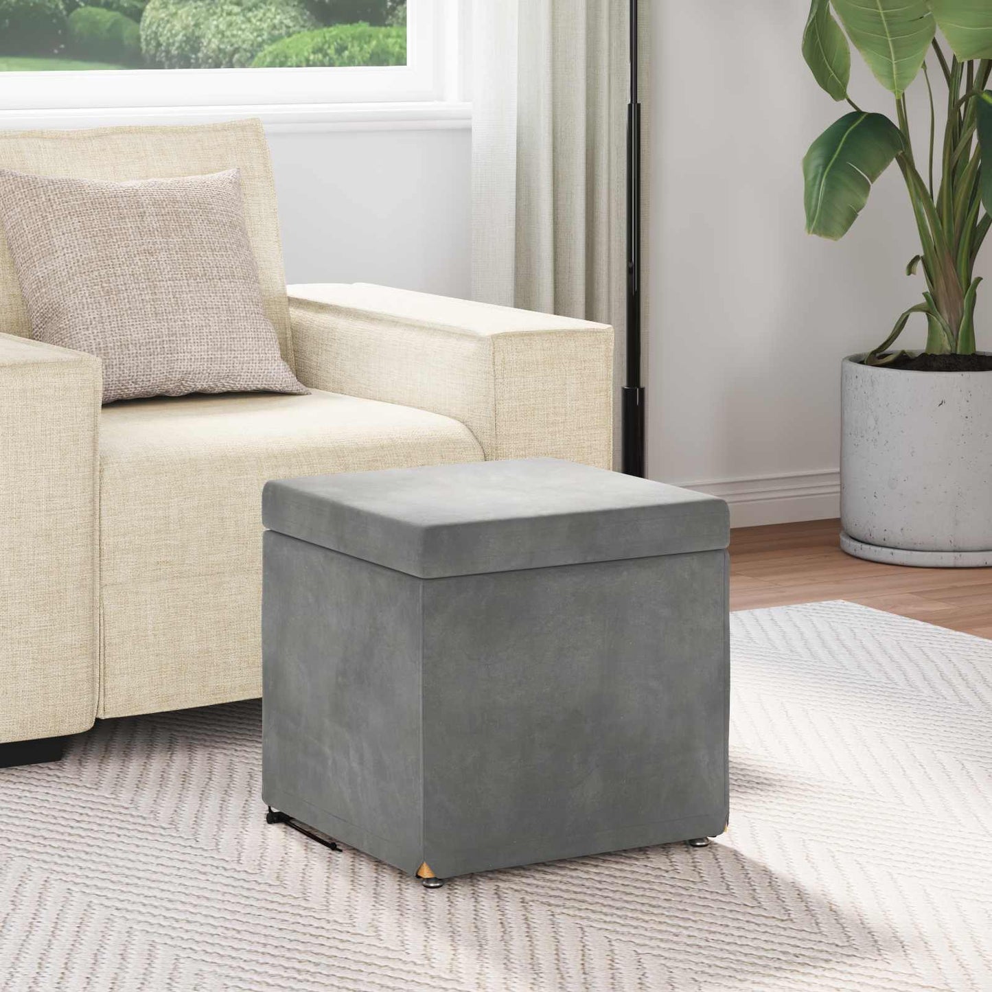 Hocker Dunkelgrau 41 x 41 x 40 cm Samt und Engineering Holz