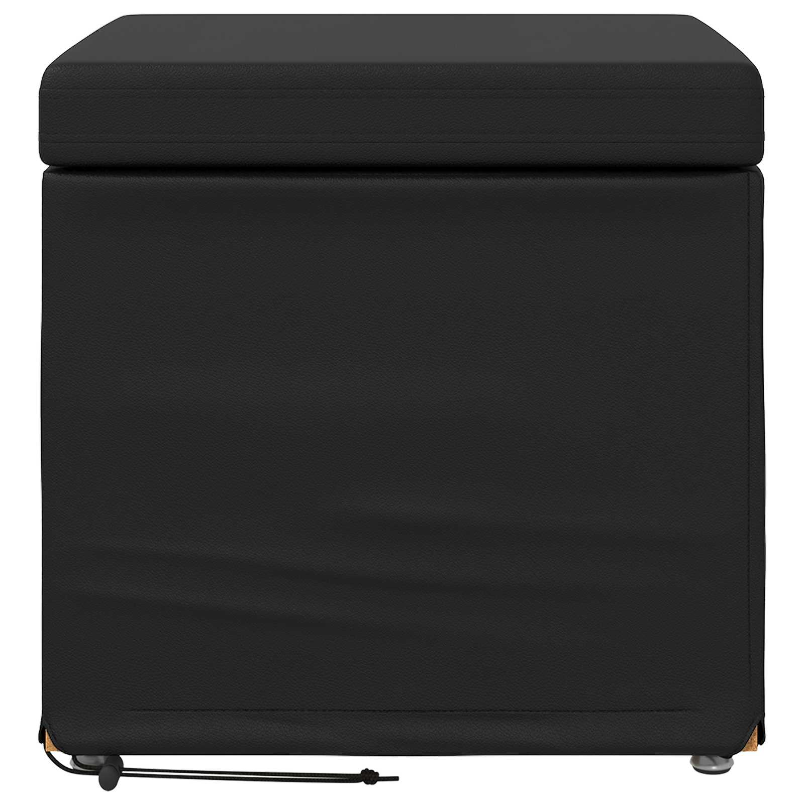 Hocker Schwarz 41 x 41 x 40 cm Kunstleder und Engineering Holz