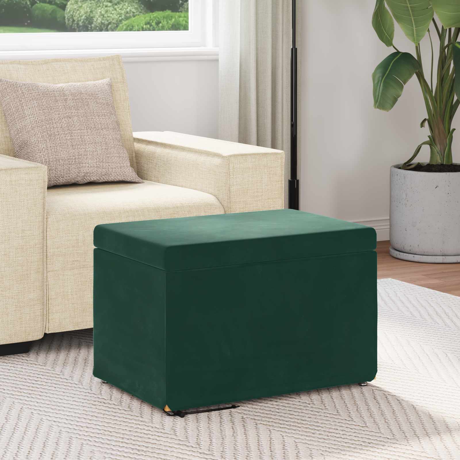 Hocker Dunkelgrün 61 x 41 x 40 cm Samt und Engineering Holz