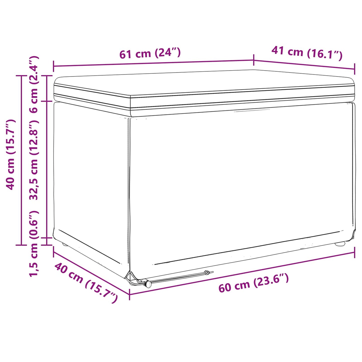 Hocker Schwarz 61 x 41 x 40 cm Samt und Engineering Holz
