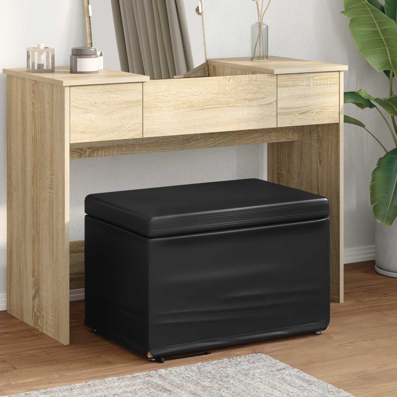 Hocker Schwarz 61 x 41 x 40 cm Kunstleder und Engineering Holz