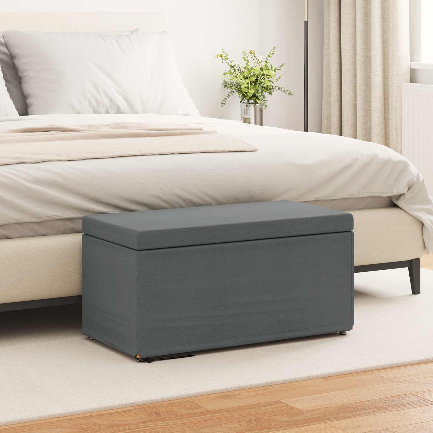 Hocker Dunkelgrau 81 x 41 x 40 cm Stoff und Pressholz