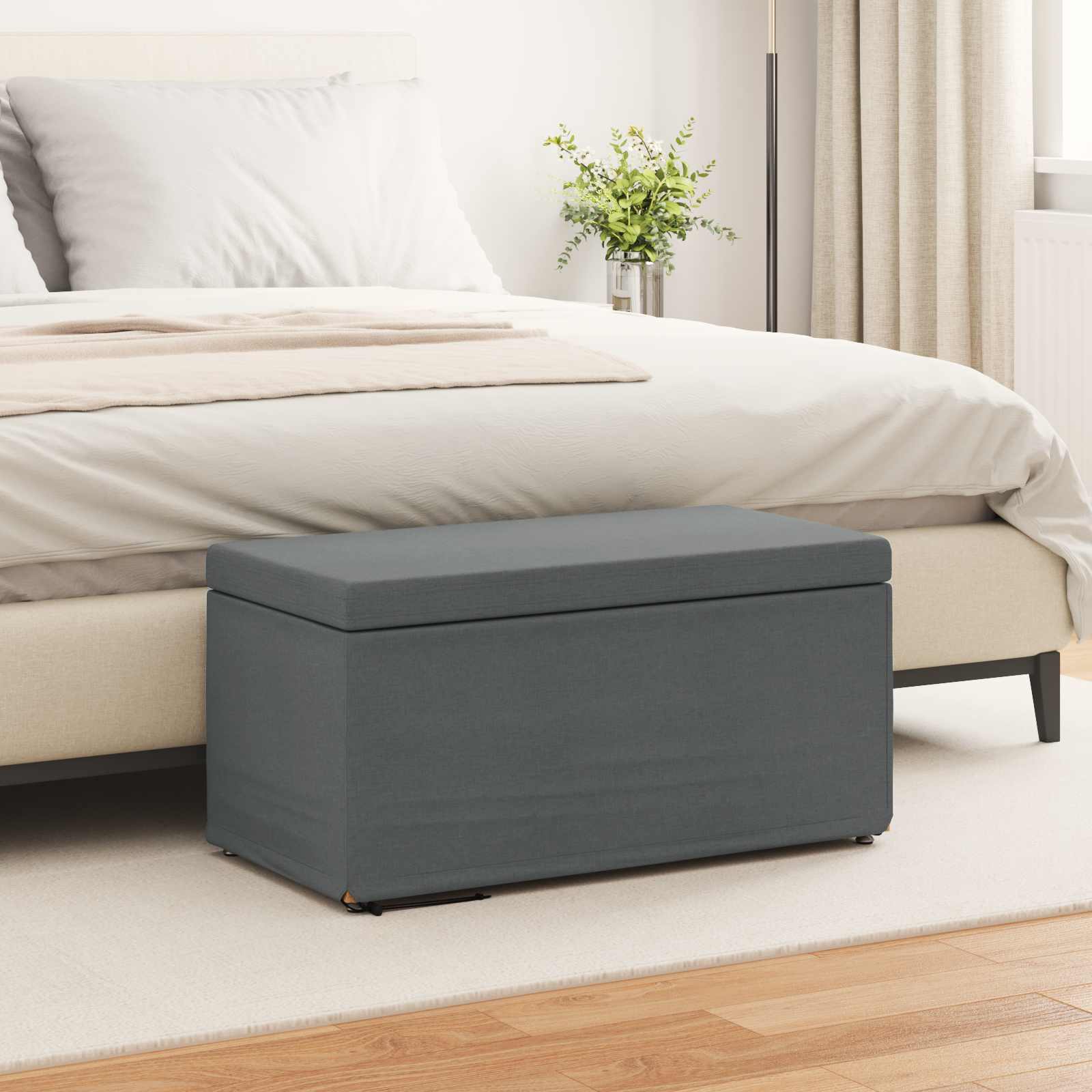Hocker Dunkelgrau 81 x 41 x 40 cm Stoff und Pressholz