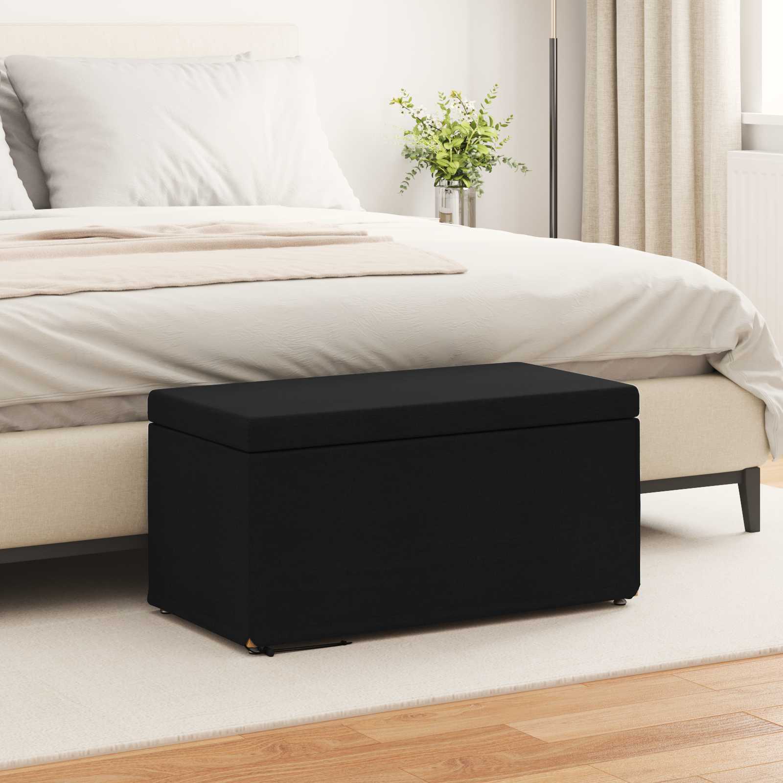 Hocker Schwarz 81 x 41 x 40 cm Stoff und Pressholz