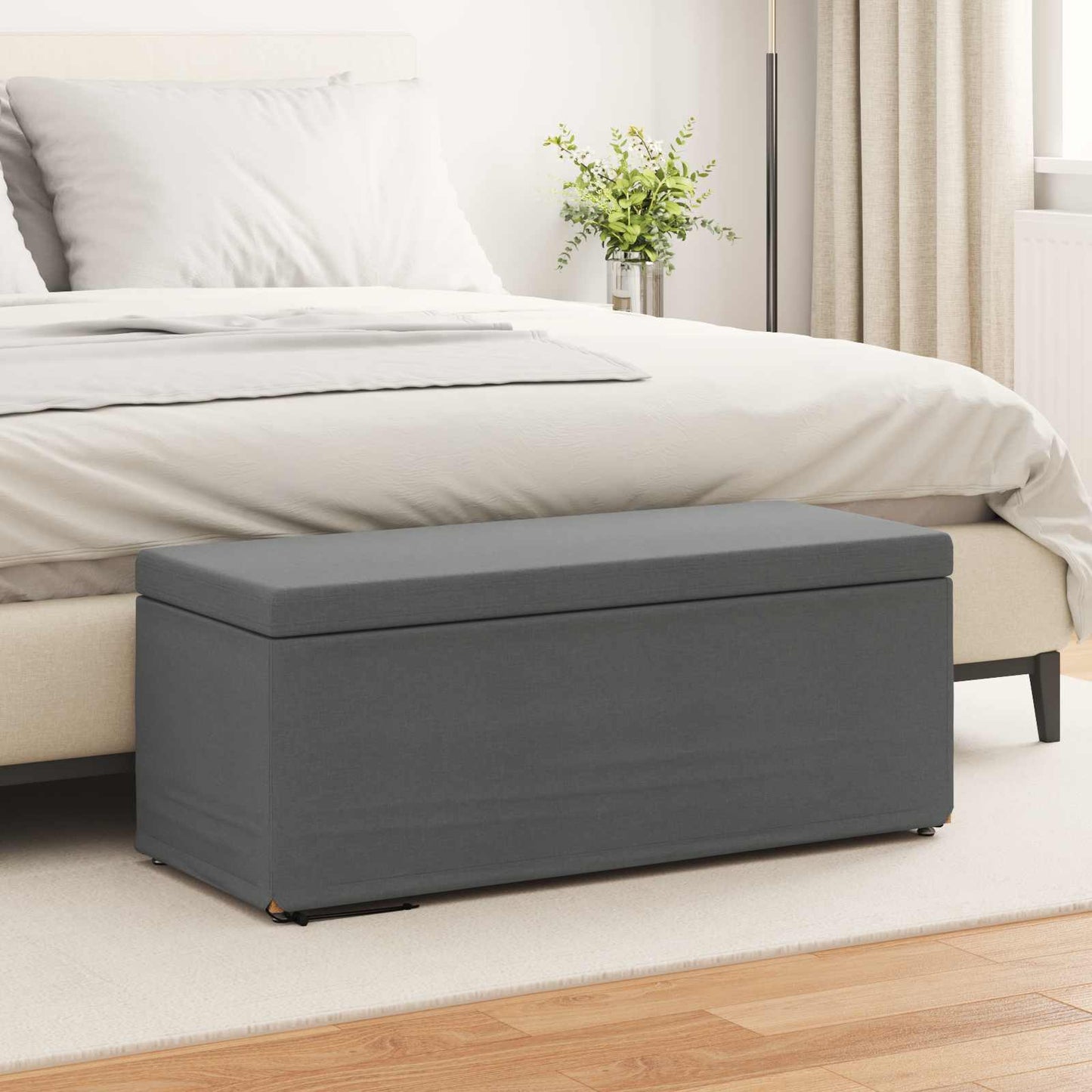 Hocker Dunkelgrau 101 x 41 x 40 cm Stoff und Pressholz