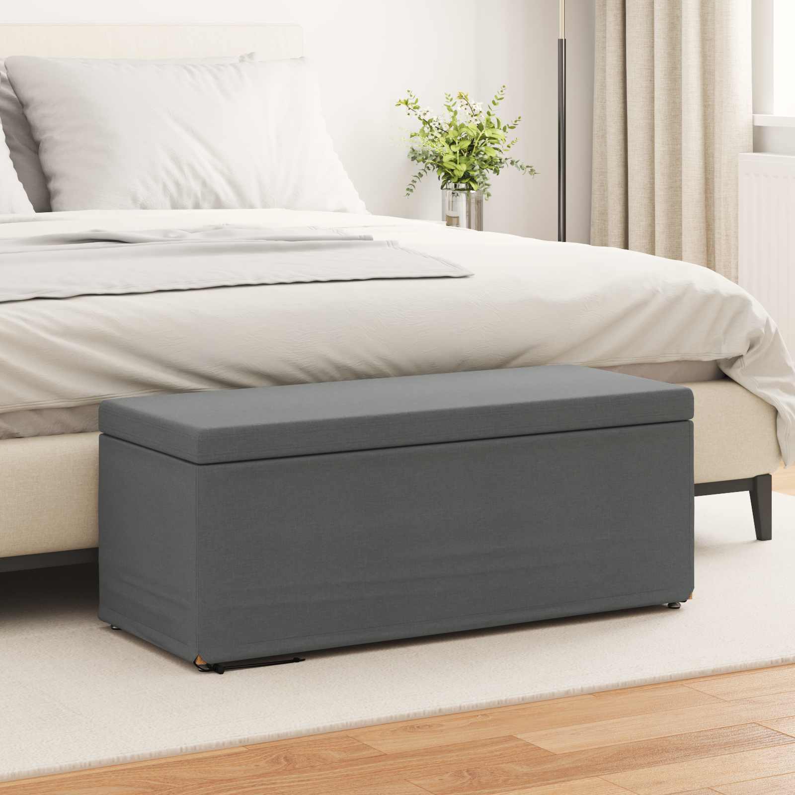 Hocker Dunkelgrau 101 x 41 x 40 cm Stoff und Pressholz