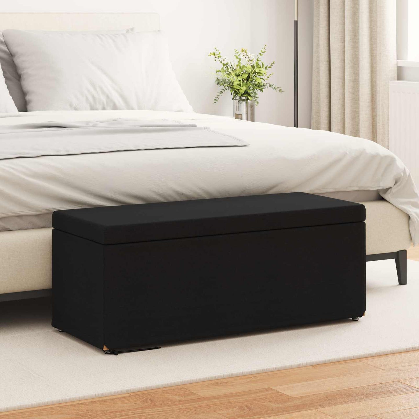 Hocker Schwarz 101 x 41 x 40 cm Stoff und Pressholz