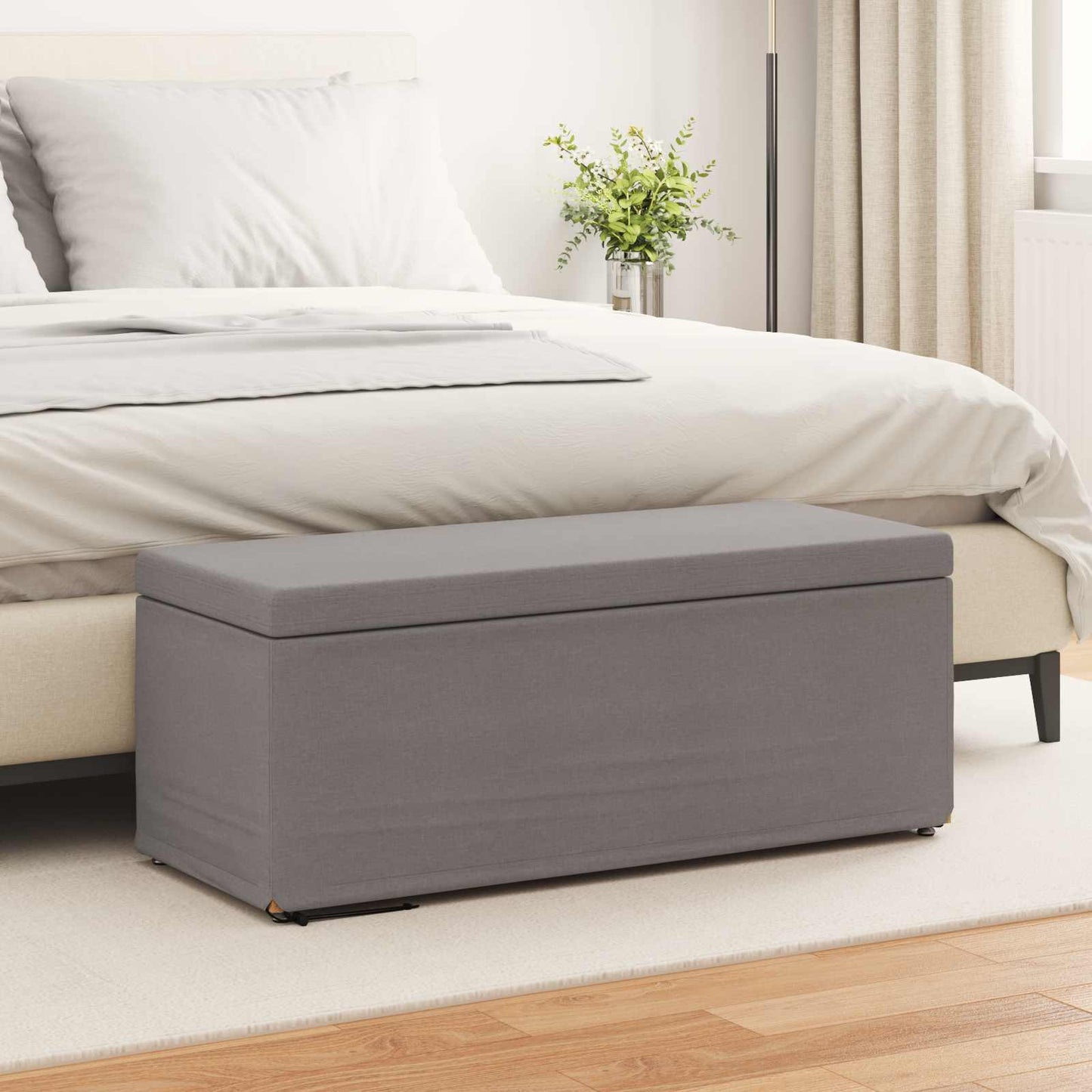 Hocker Taupe 101 x 41 x 40 cm Stoff und Pressholz