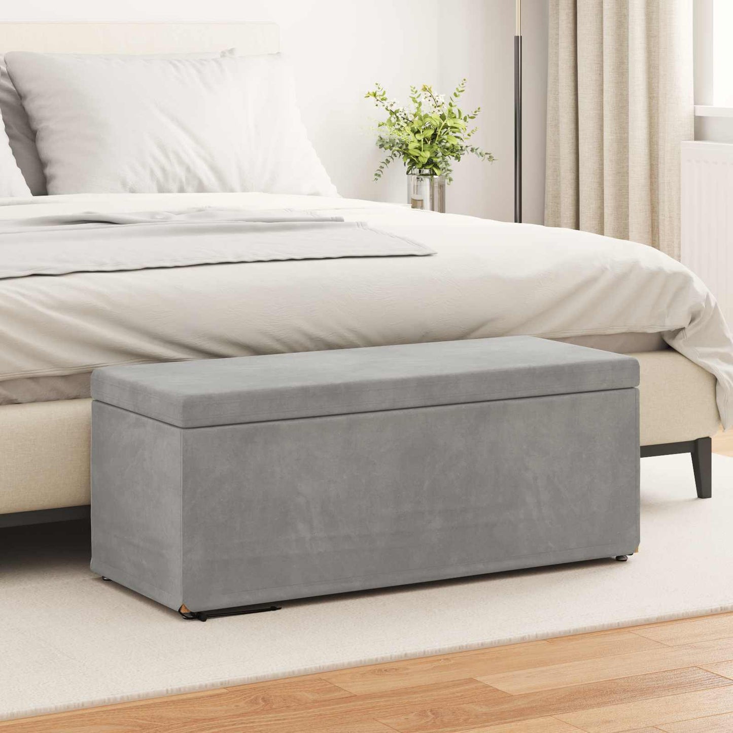 Hocker Hellgrau 101 x 41 x 40 cm Samt und Engineering Holz