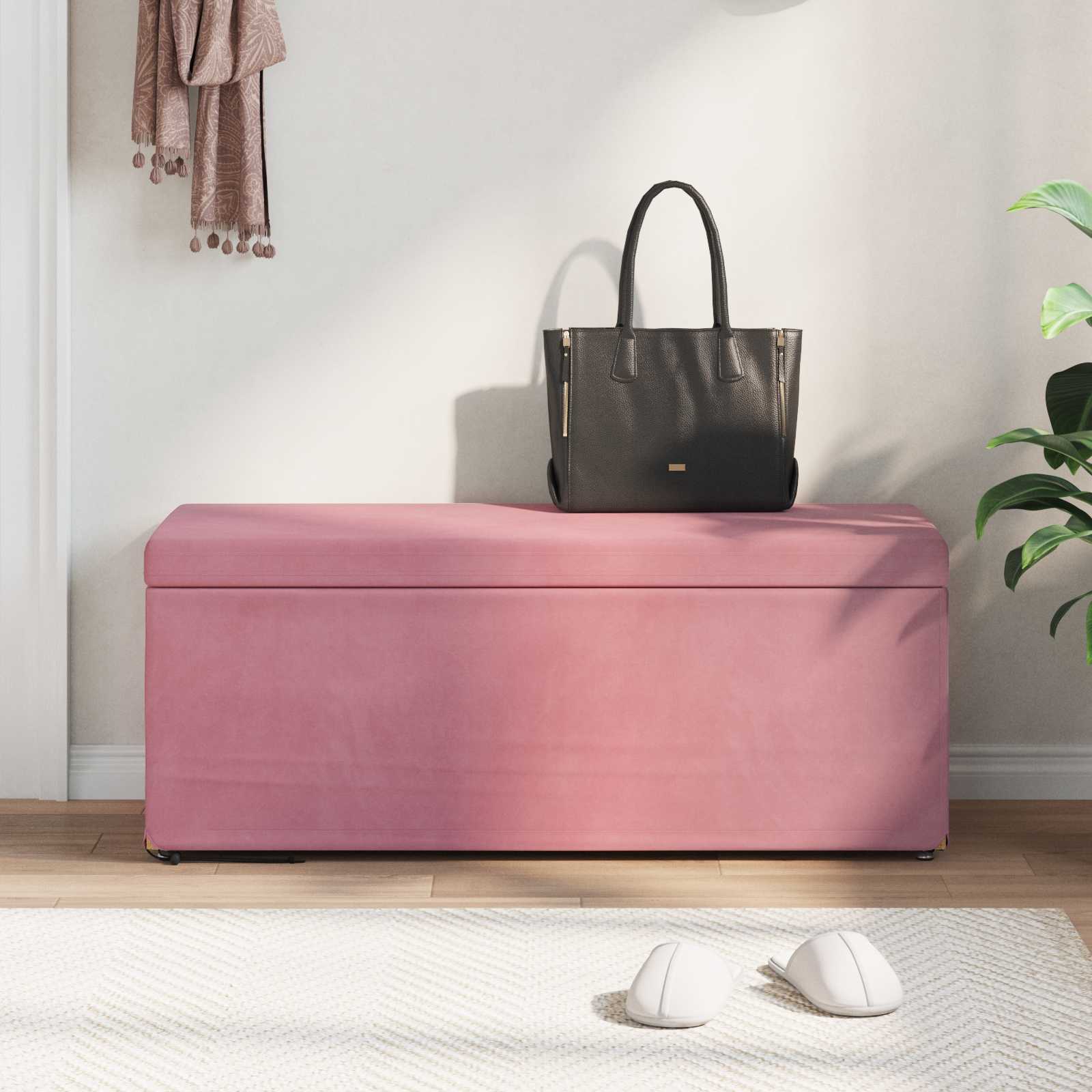 Hocker Rosa 101 x 41 x 40 cm Samt und Engineering Holz