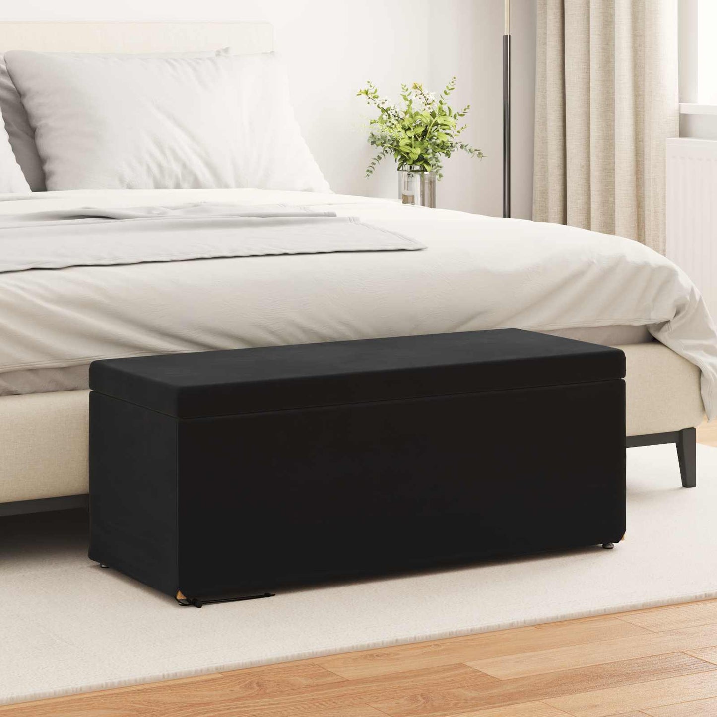 Hocker Schwarz 101 x 41 x 40 cm Samt und Engineering Holz