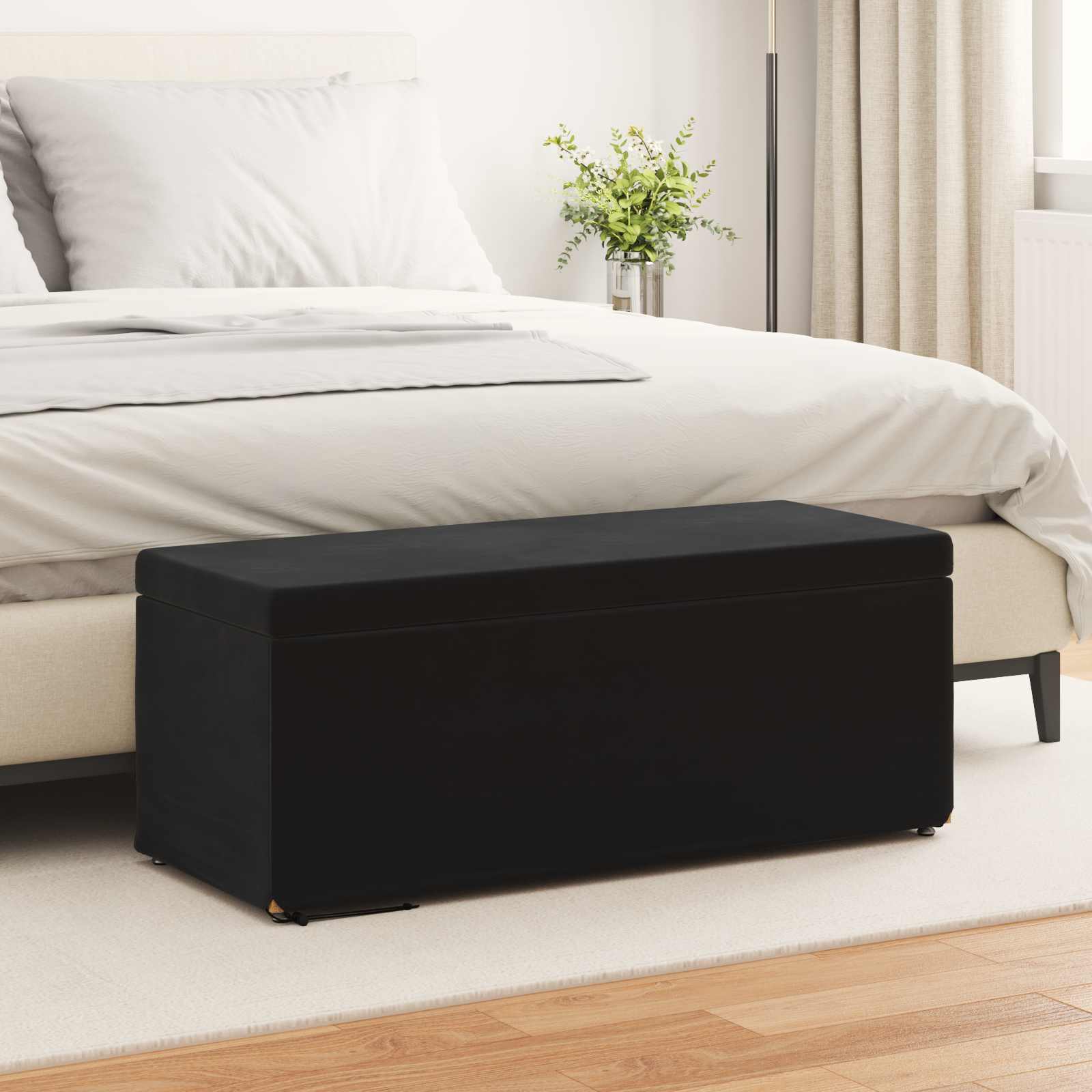 Hocker Schwarz 101 x 41 x 40 cm Samt und Engineering Holz
