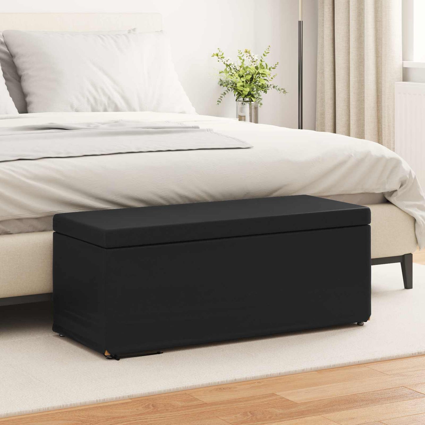 Hocker Schwarz 101 x 41 x 40 cm Kunstleder und Engineering Holz
