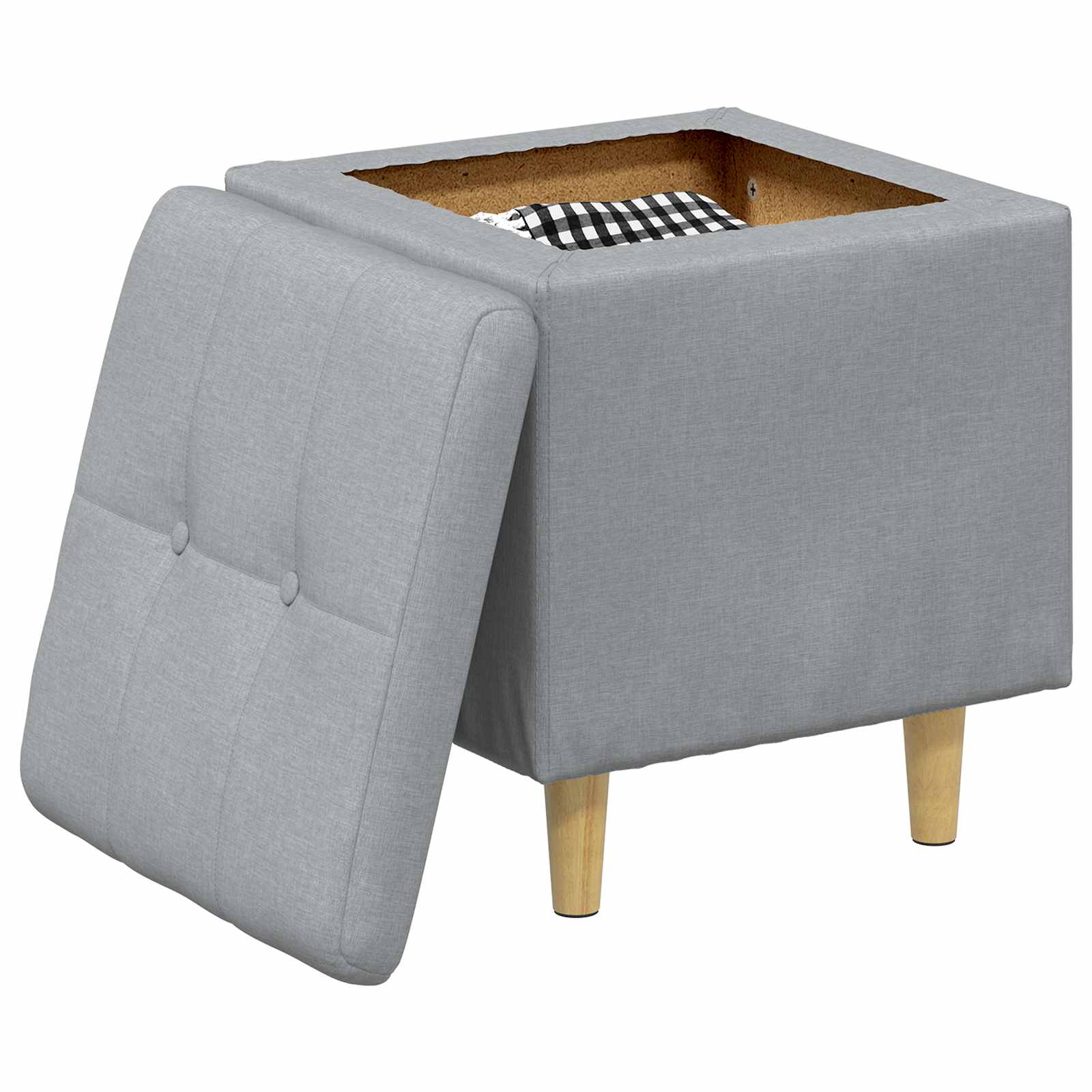 Ottoman mit Stauraum Hellgrau 40 x 40 x 45 cm Stoff