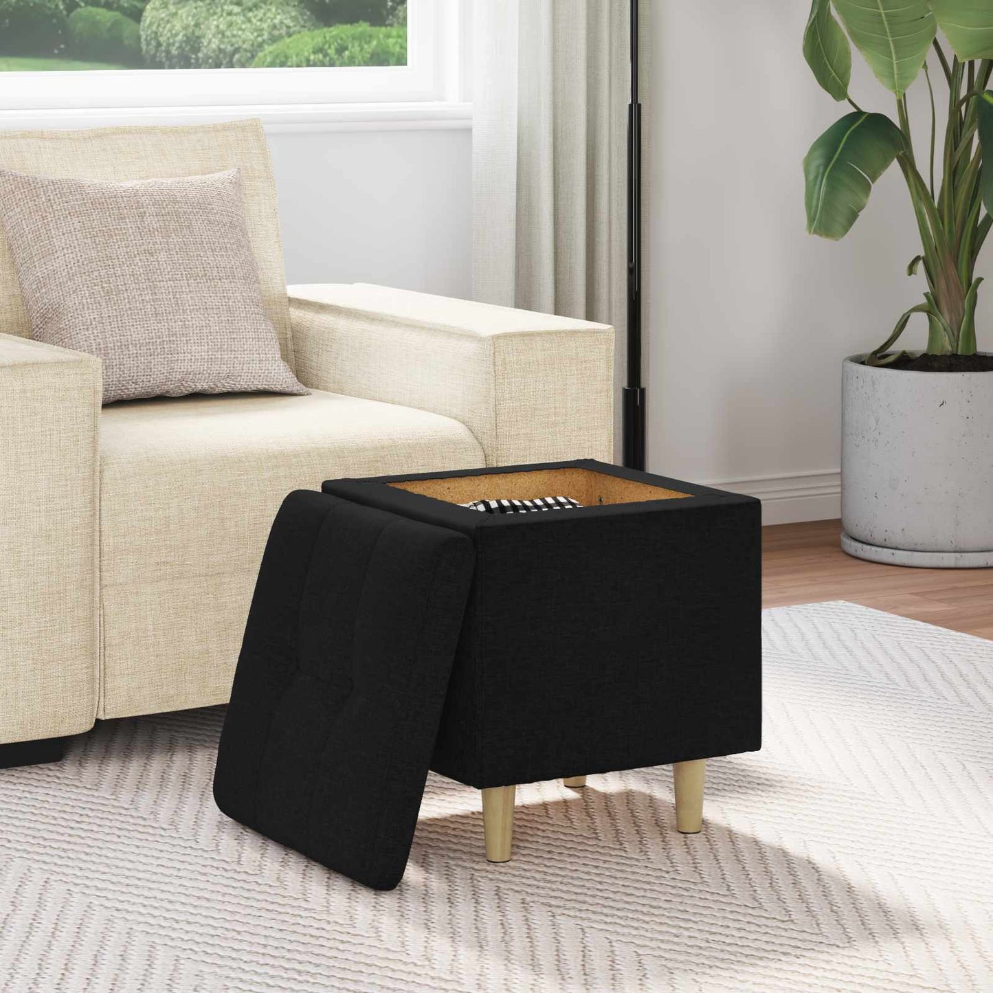 Ottoman mit Stauraum Schwarz 40 x 40 x 45 cm Stoff