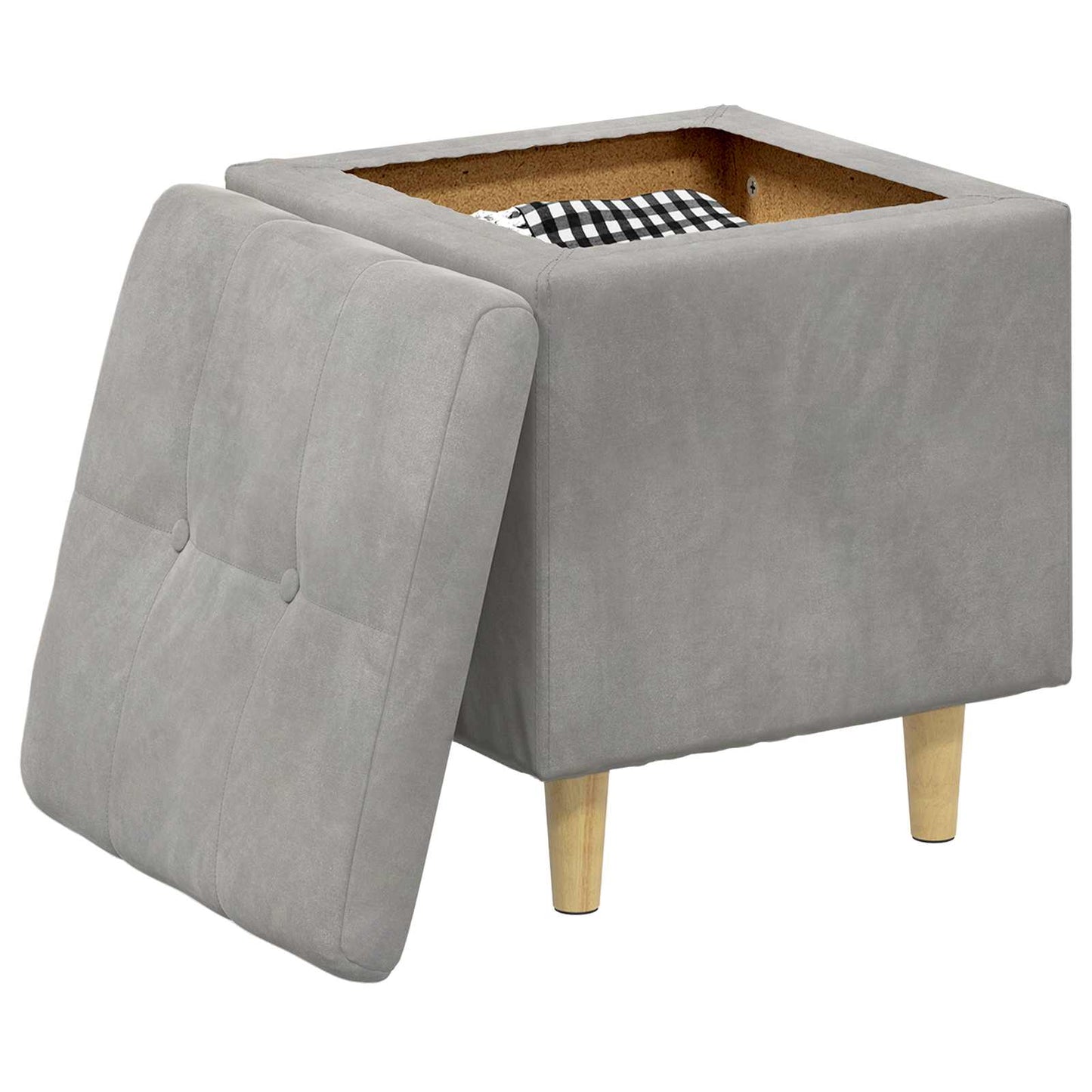 Ottoman mit Stauraum Hellgrau 40 x 40 x 45 cm Samt