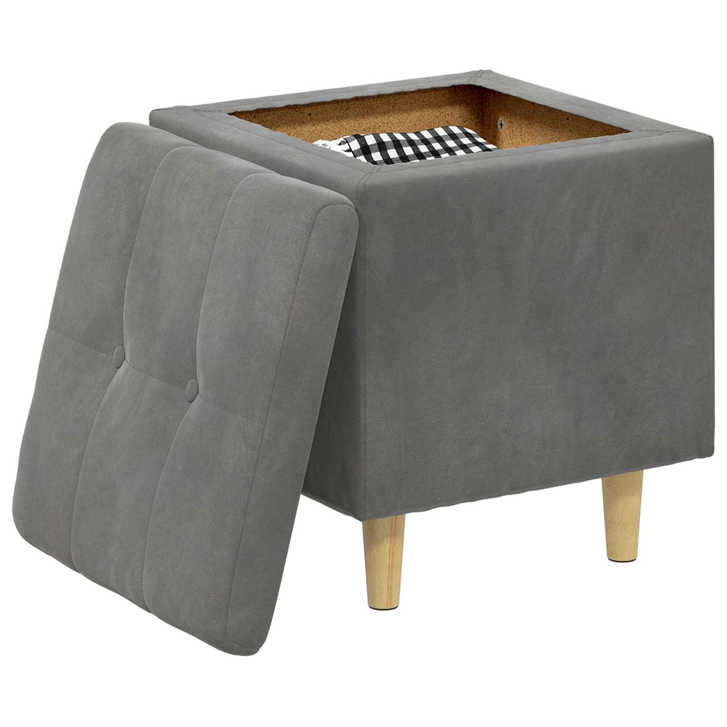 Ottoman mit Stauraum Dunkelgrau 40 x 40 x 45 cm Samt