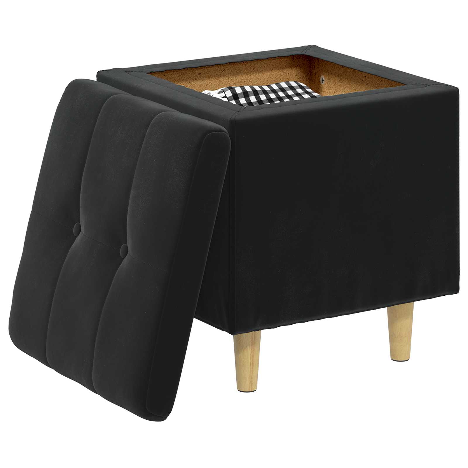 Ottoman mit Stauraum Schwarz 40 x 40 x 45 cm Samt