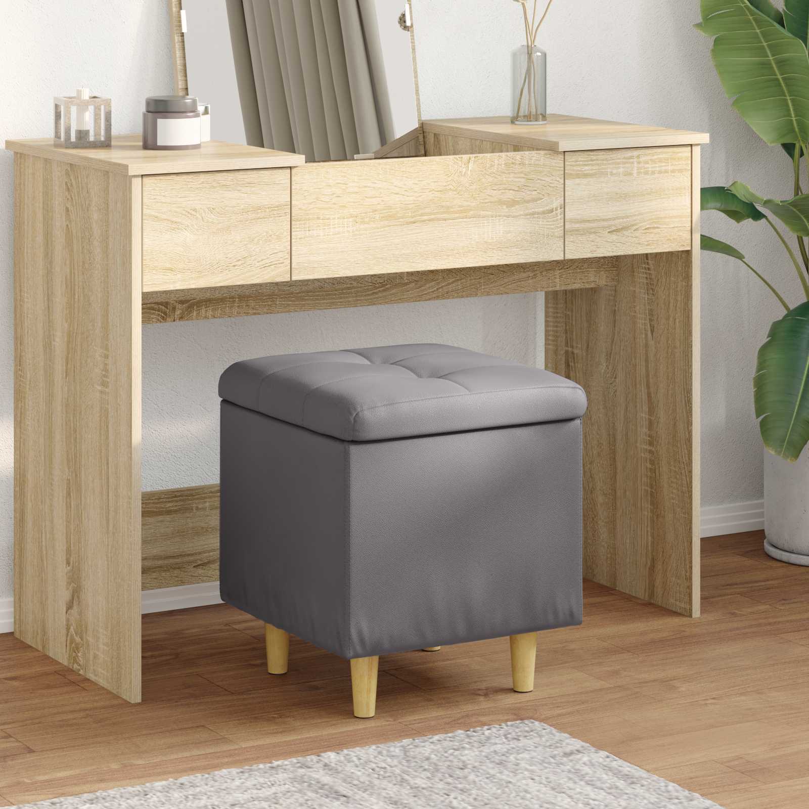 Ottoman mit Stauraum Grau 40 x 40 x 45 cm Kunstleder
