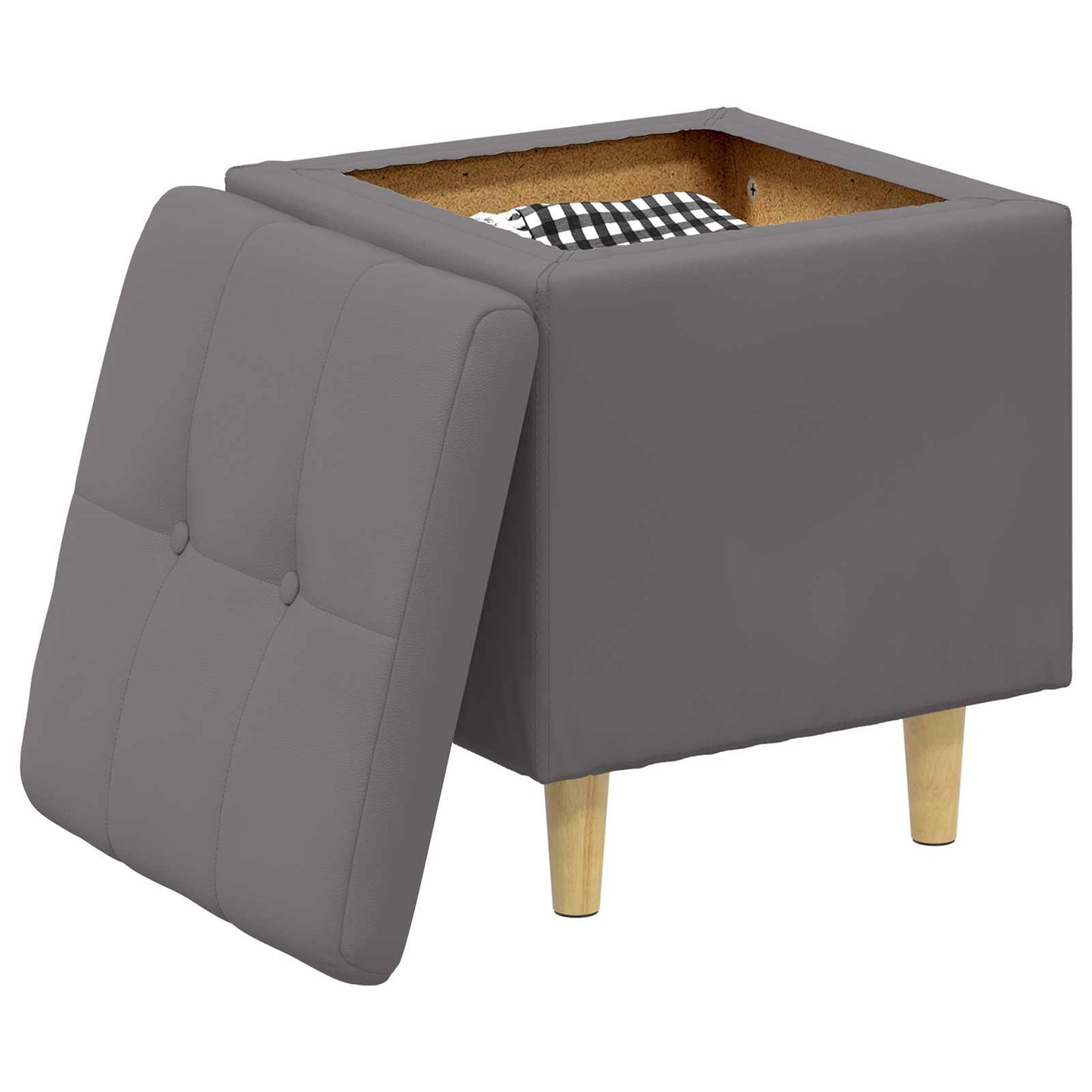 Ottoman mit Stauraum Grau 40 x 40 x 45 cm Kunstleder
