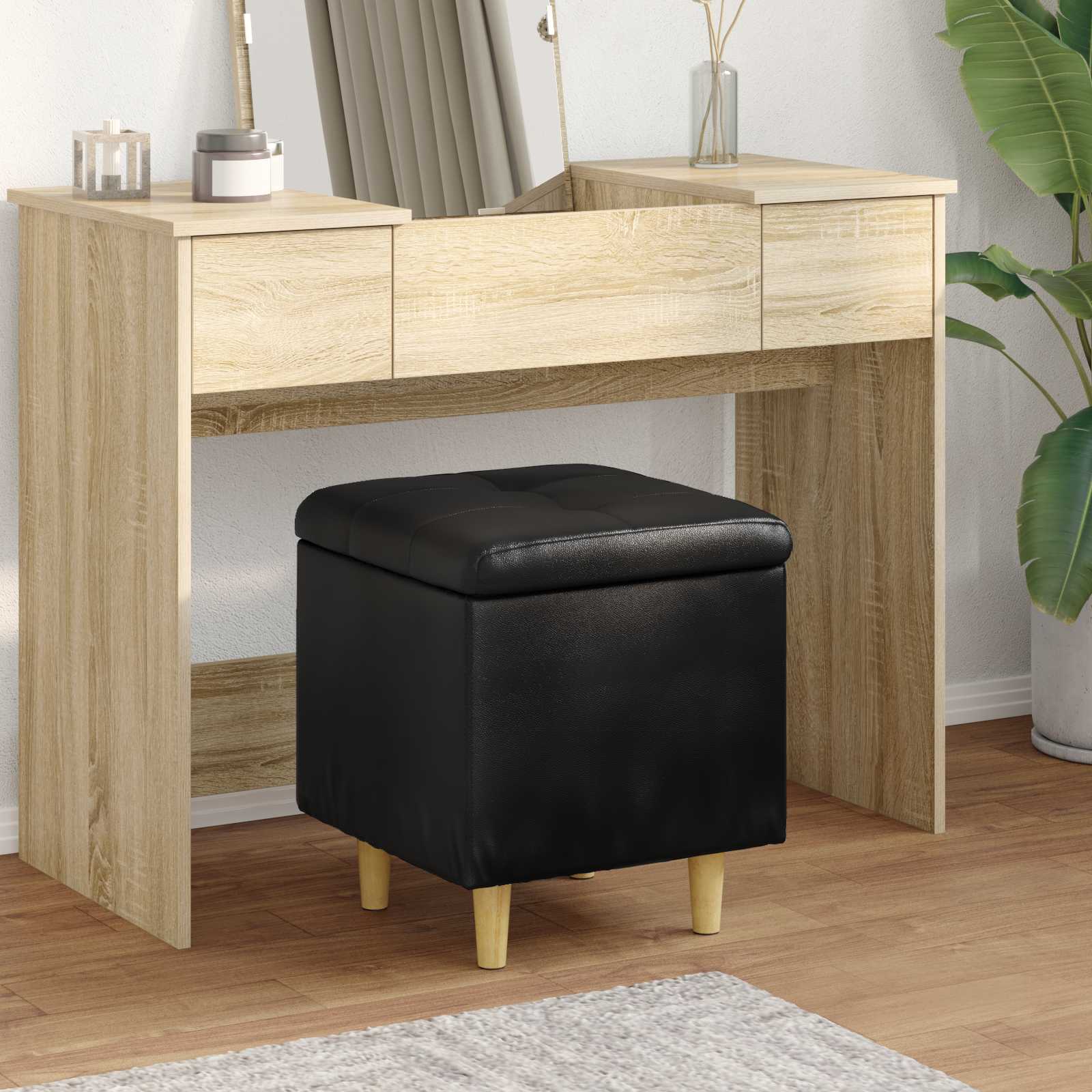 Ottoman mit Stauraum Schwarz 40 x 40 x 45 cm Kunstleder