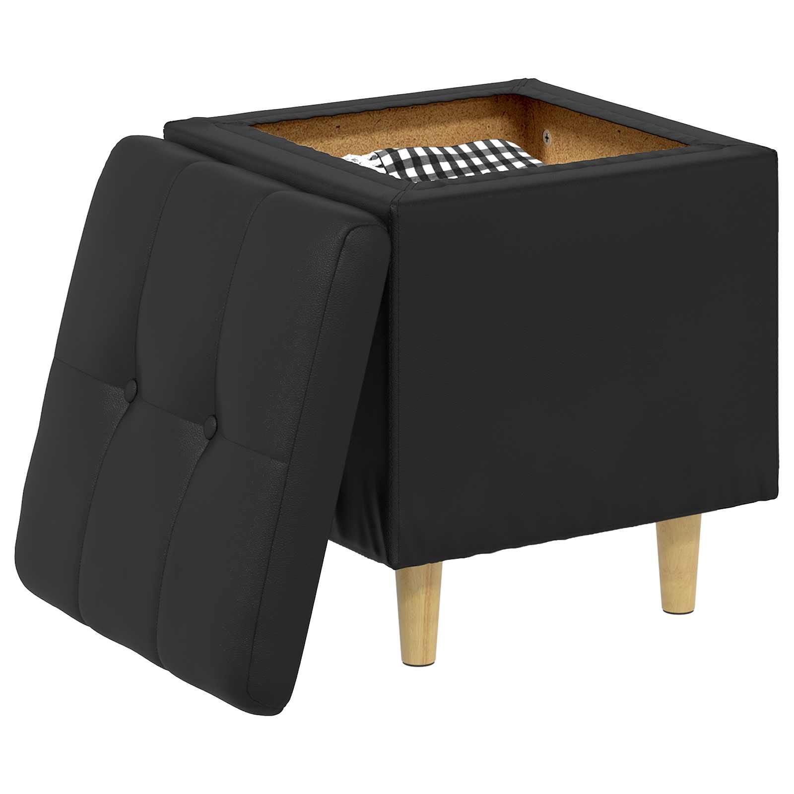 Ottoman mit Stauraum Schwarz 40 x 40 x 45 cm Kunstleder