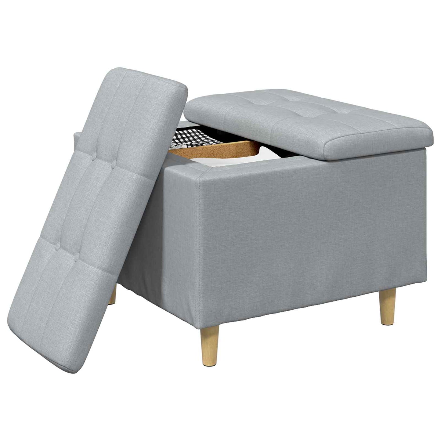 Ottoman mit Stauraum Hellgrau 60 x 60 x 45 cm Stoff