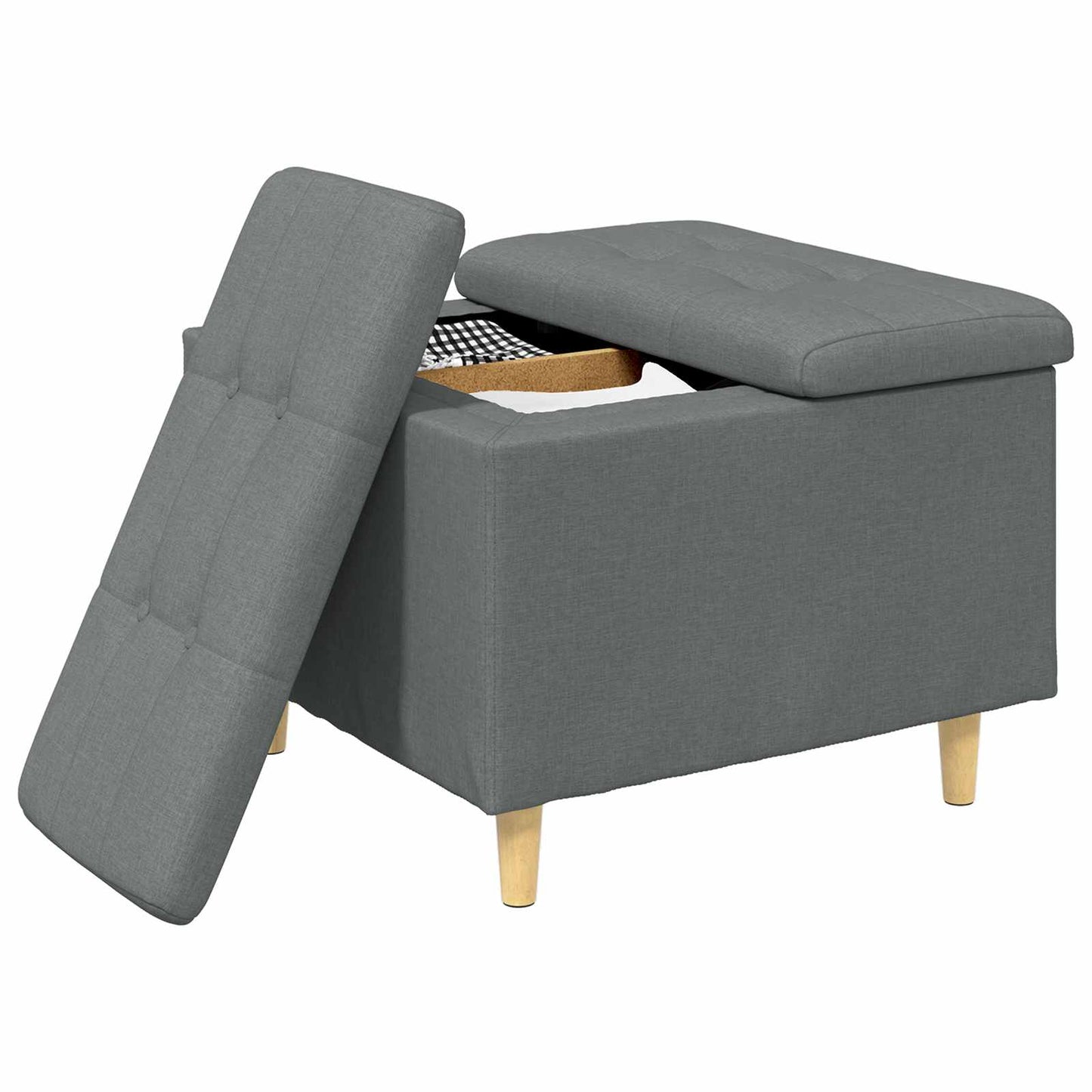 Ottoman mit Stauraum Dunkelgrau 60 x 60 x 45 cm Stoff
