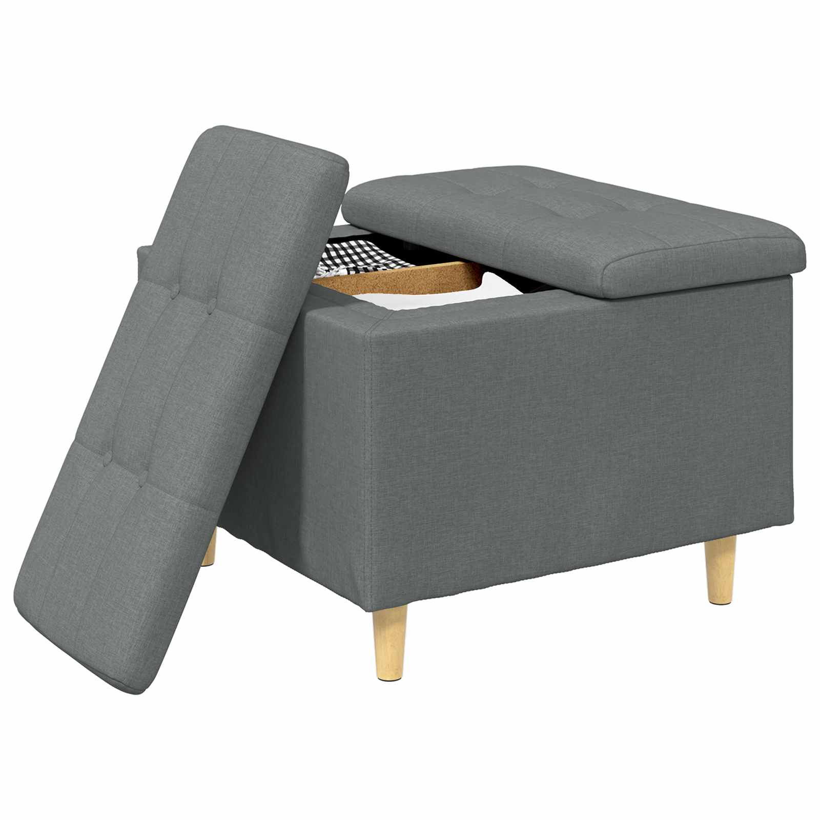 Ottoman mit Stauraum Dunkelgrau 60 x 60 x 45 cm Stoff