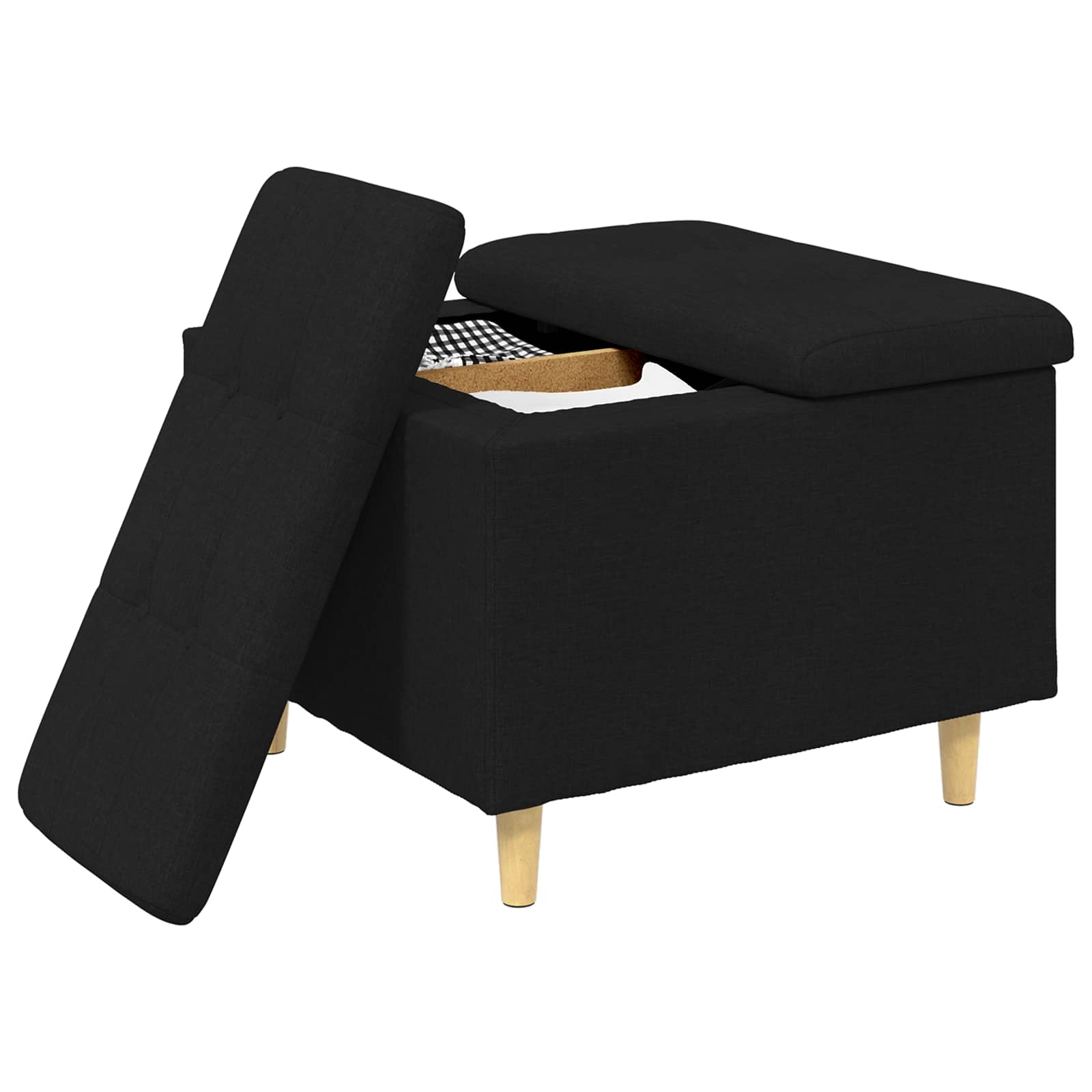 Ottoman mit Stauraum Schwarz 60 x 60 x 45 cm Stoff