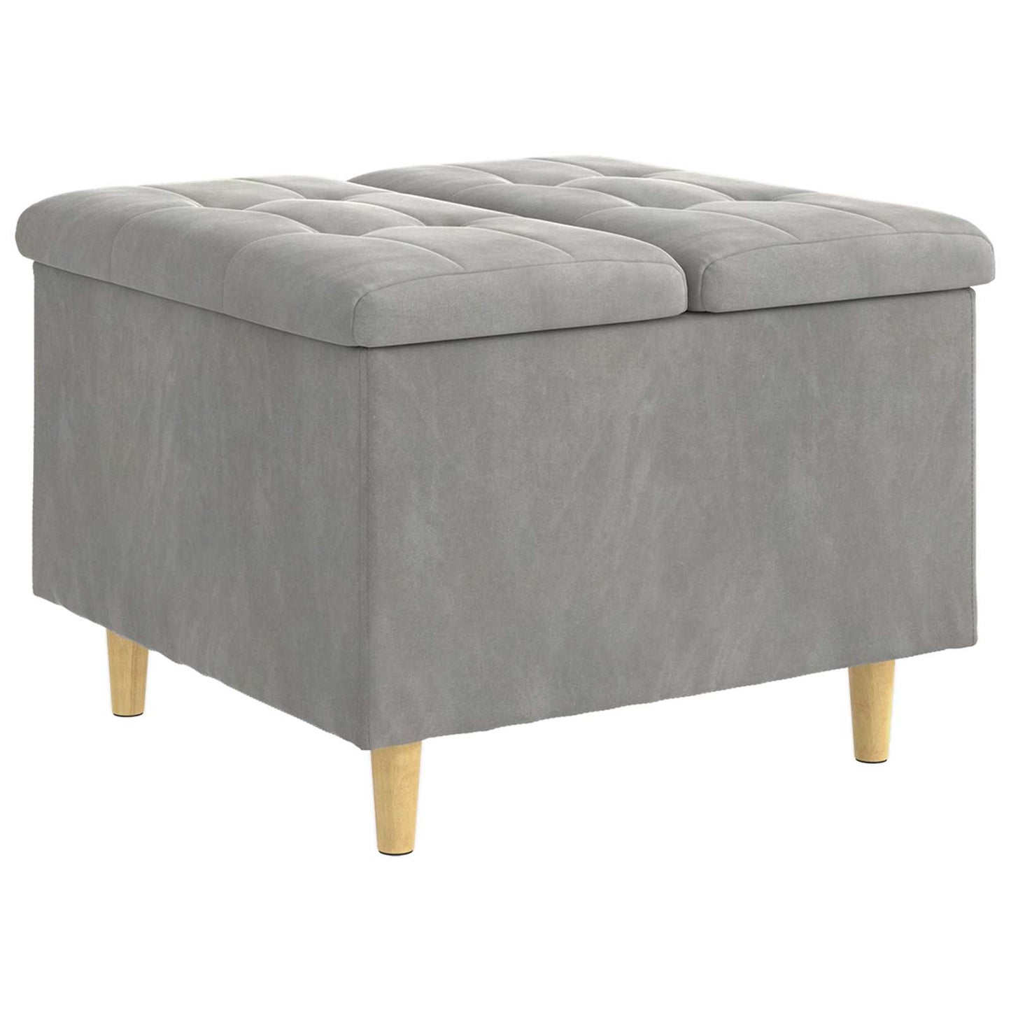 Ottoman mit Stauraum Hellgrau 60 x 60 x 45 cm Samt