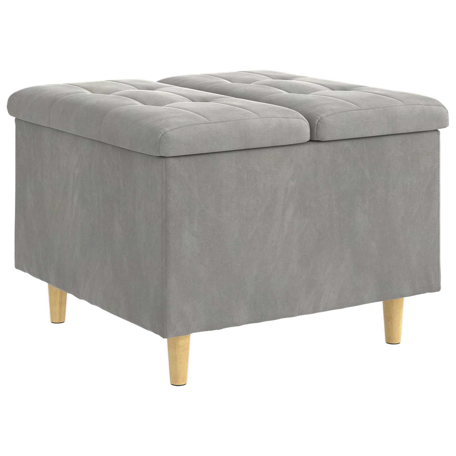Ottoman mit Stauraum Hellgrau 60 x 60 x 45 cm Samt
