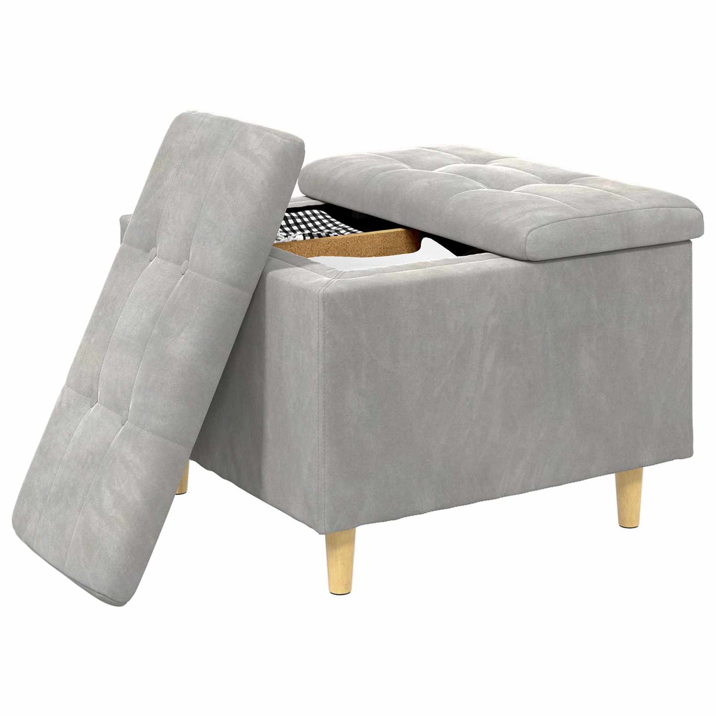 Ottoman mit Stauraum Hellgrau 60 x 60 x 45 cm Samt