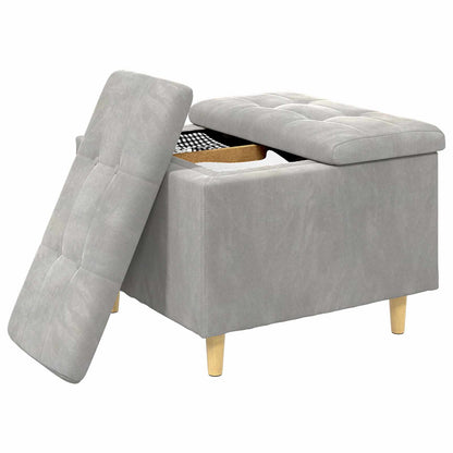 Ottoman mit Stauraum Hellgrau 60 x 60 x 45 cm Samt