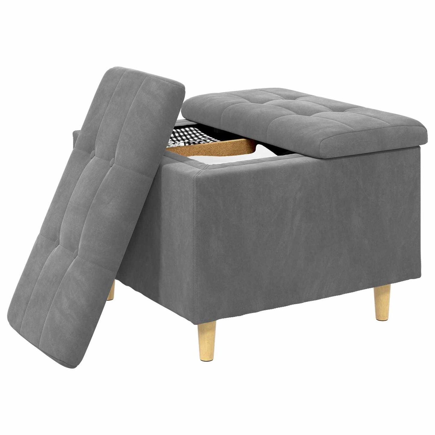 Ottoman mit Stauraum Dunkelgrau 60 x 60 x 45 cm Samt