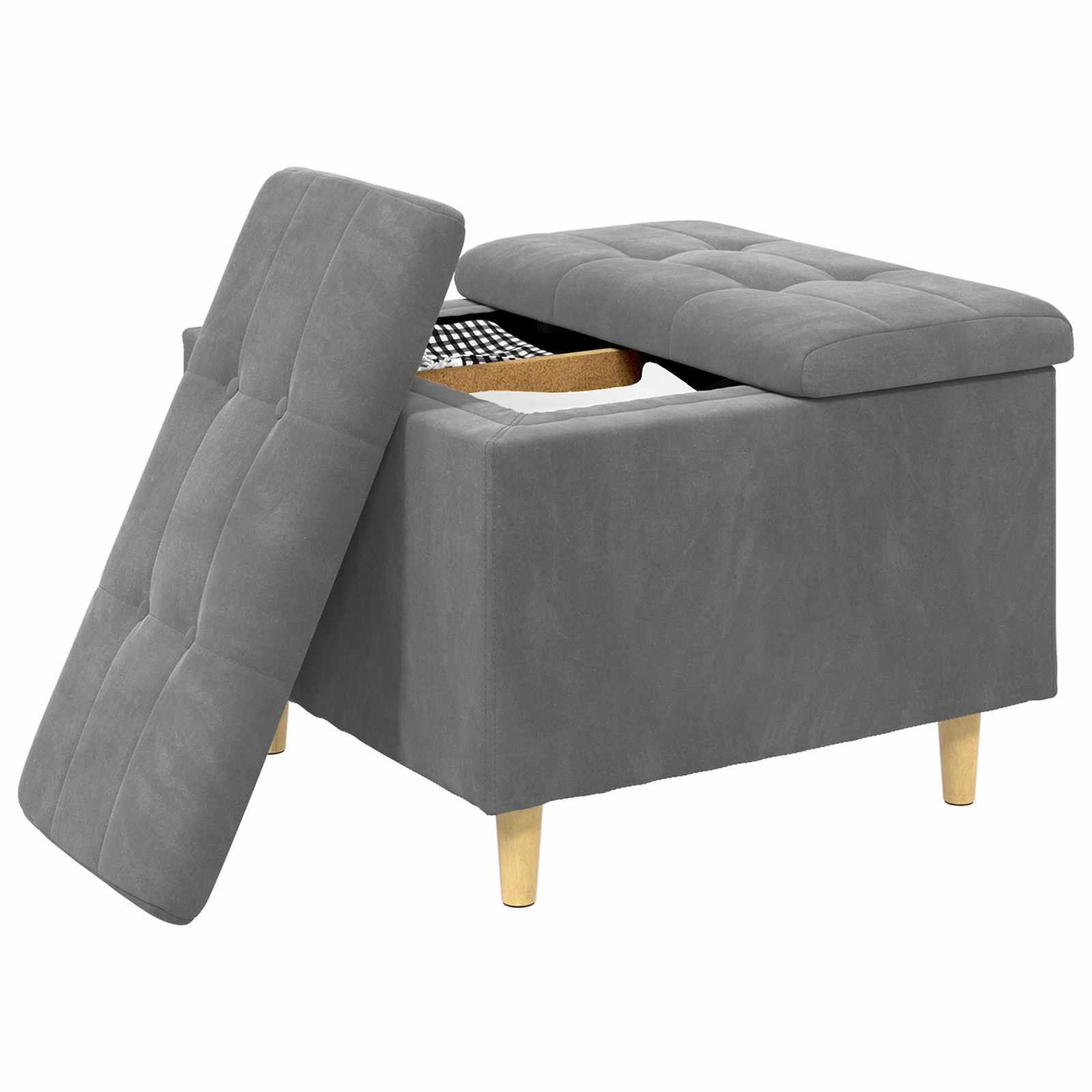 Ottoman mit Stauraum Dunkelgrau 60 x 60 x 45 cm Samt