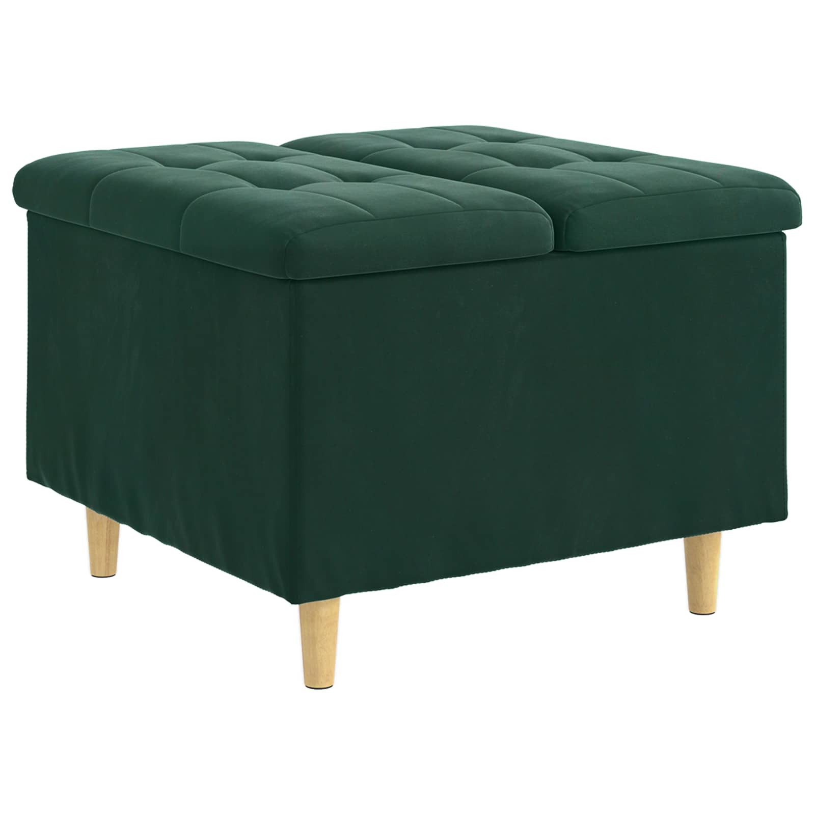 Ottoman mit Stauraum Dunkelgrün 60 x 60 x 45 cm Samt
