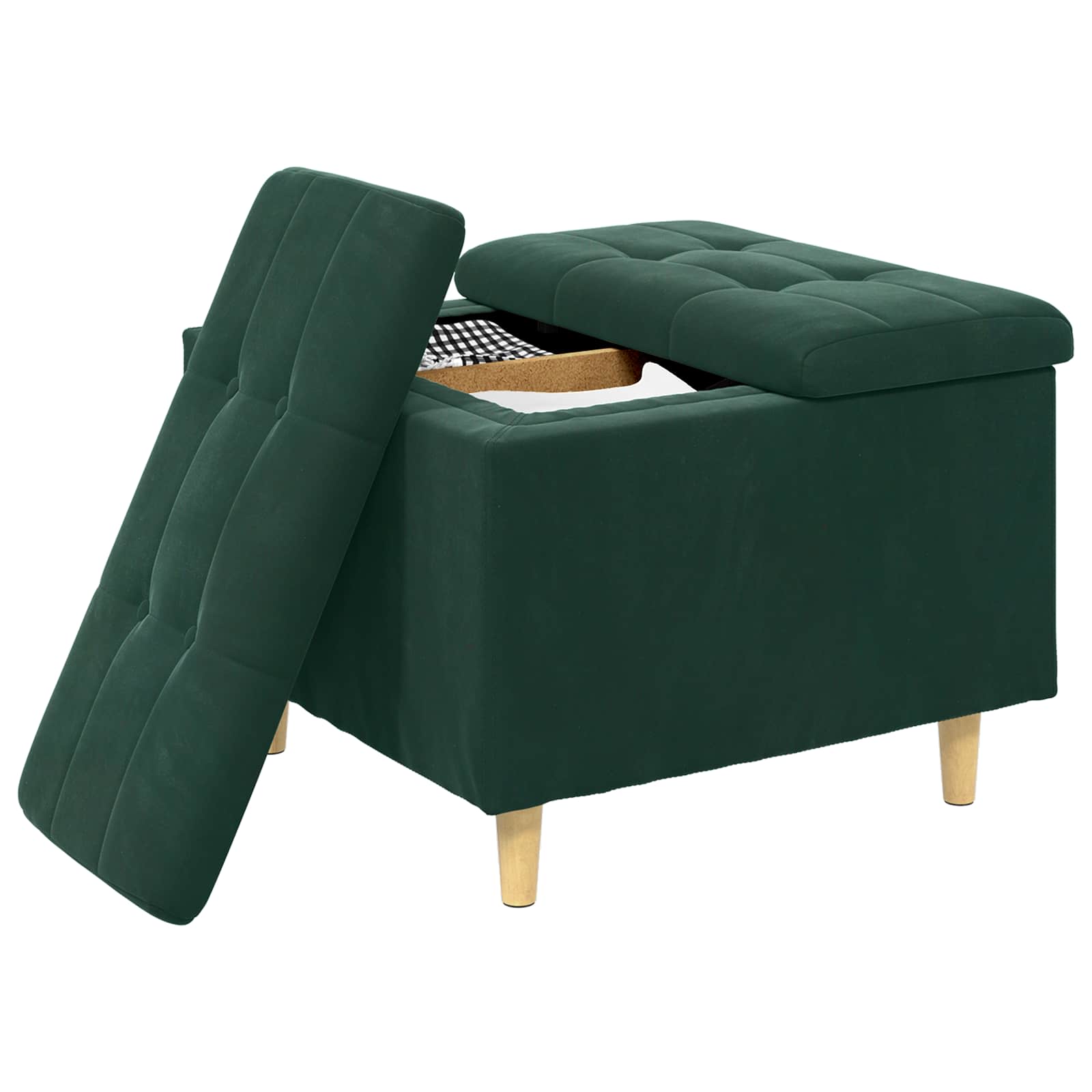 Ottoman mit Stauraum Dunkelgrün 60 x 60 x 45 cm Samt