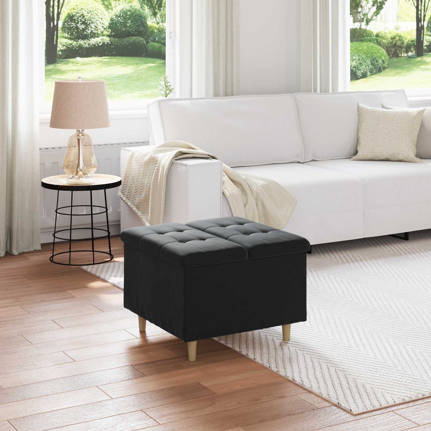 Ottoman mit Stauraum Schwarz 60 x 60 x 45 cm Samt