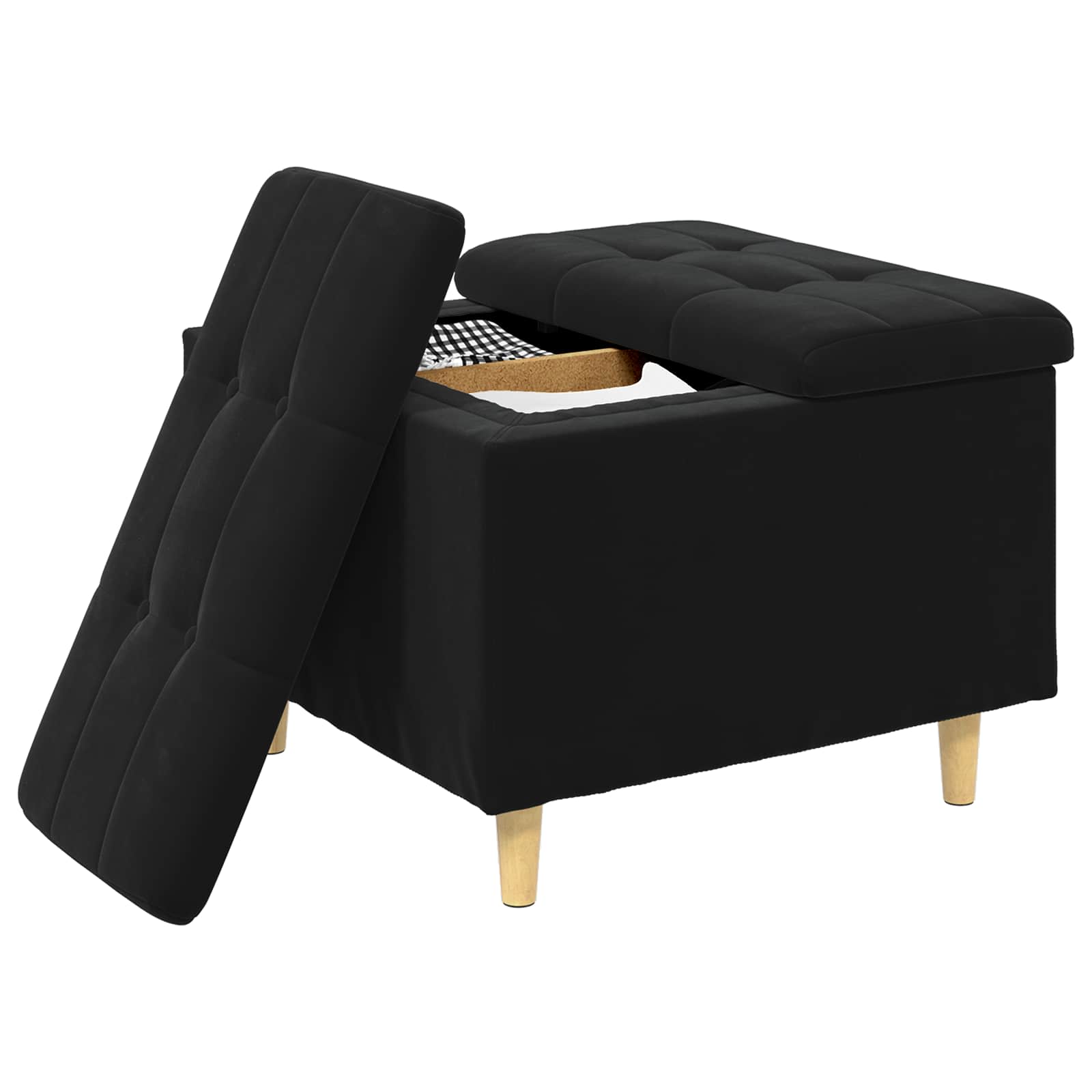 Ottoman mit Stauraum Schwarz 60 x 60 x 45 cm Samt