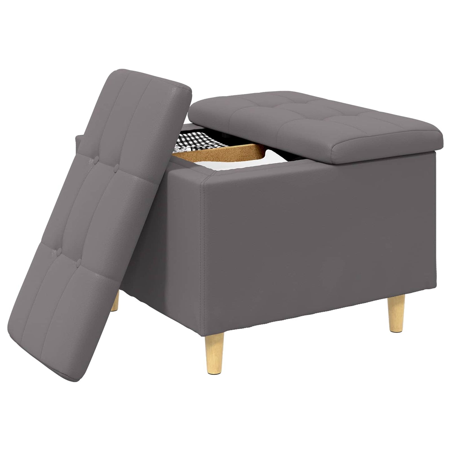 Ottoman mit Stauraum Grau 60 x 60 x 45 cm Kunstleder