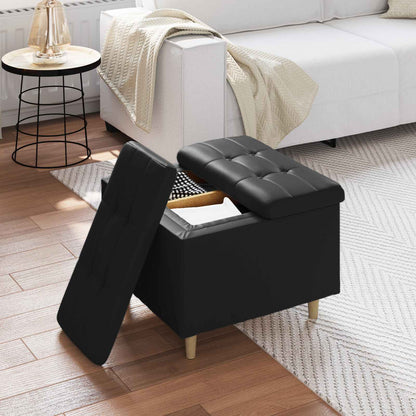 Ottoman mit Stauraum Schwarz 60 x 60 x 45 cm Kunstleder