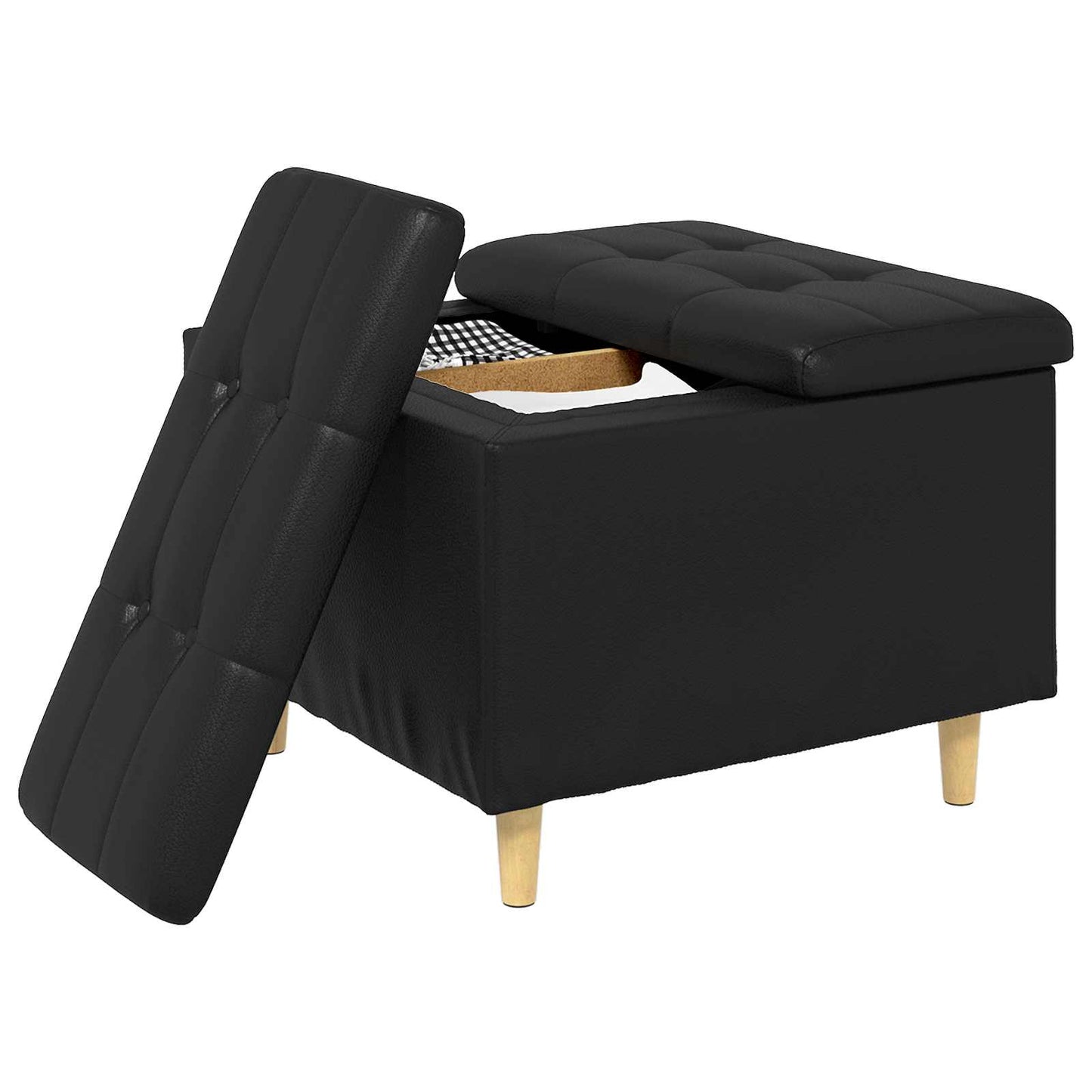 Ottoman mit Stauraum Schwarz 60 x 60 x 45 cm Kunstleder